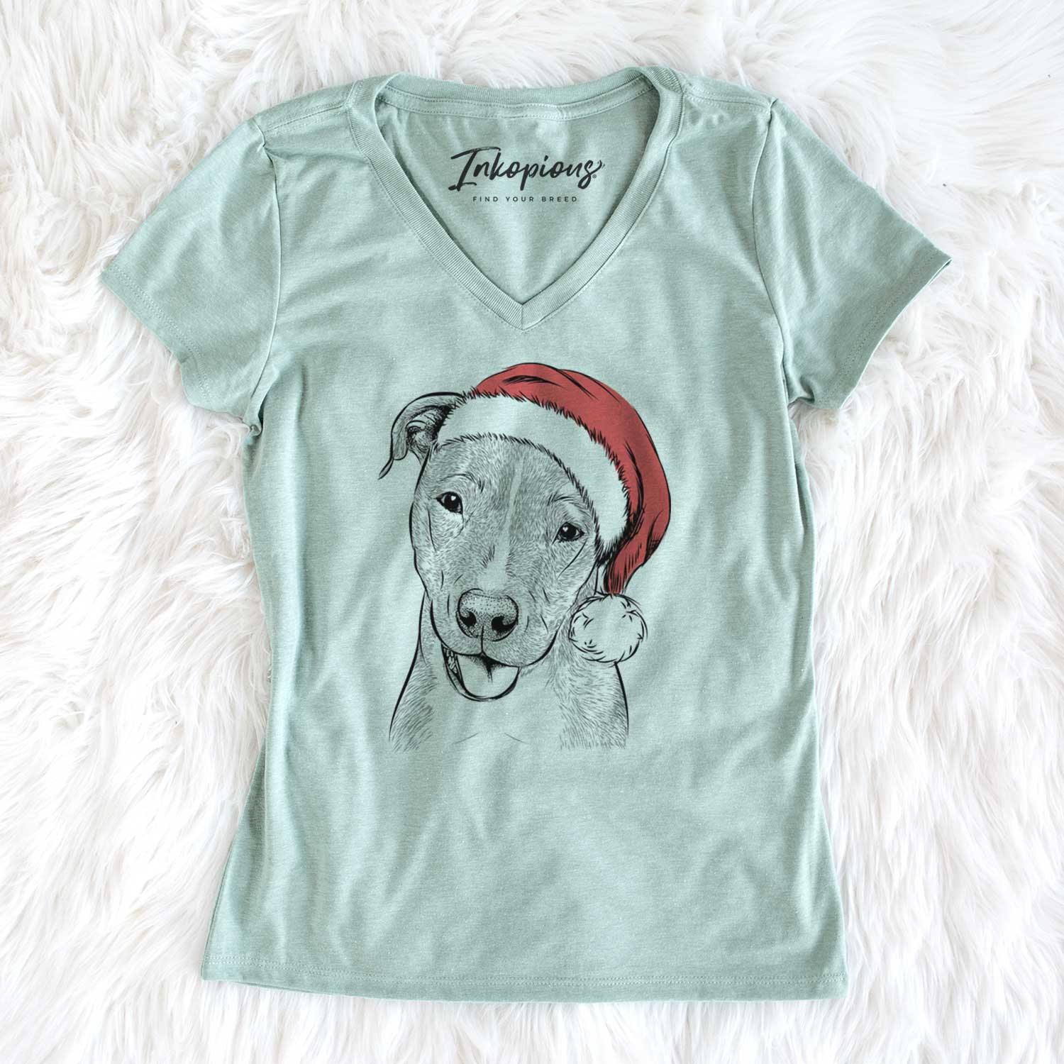 Santa Claiborne the American Staffordshire Terrier - Women's V-neck Shirt