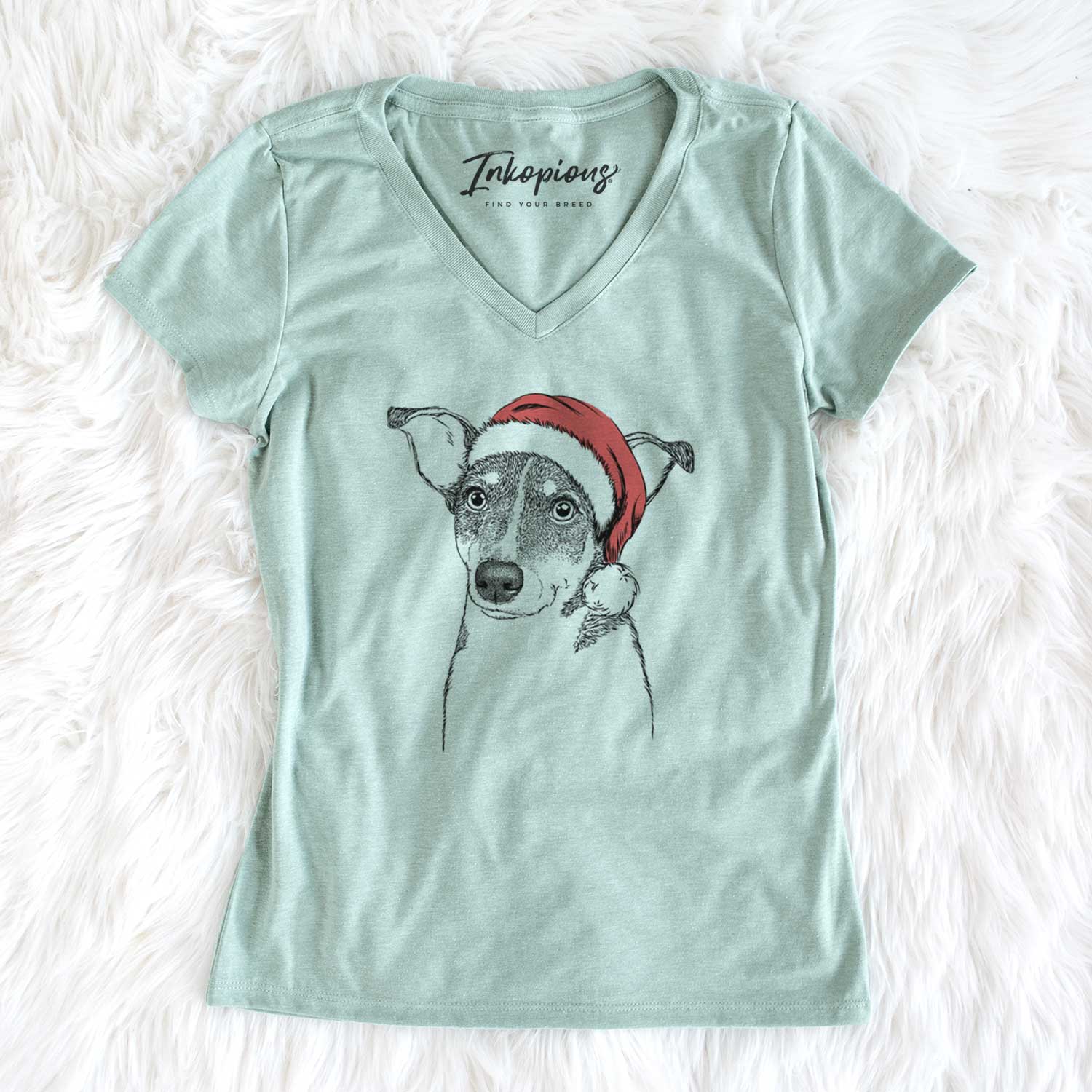 Santa Cleo the Terrier Mix - Women's V-neck Shirt