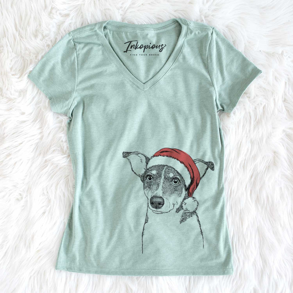 Santa Cleo the Terrier Mix - Women&#39;s V-neck Shirt