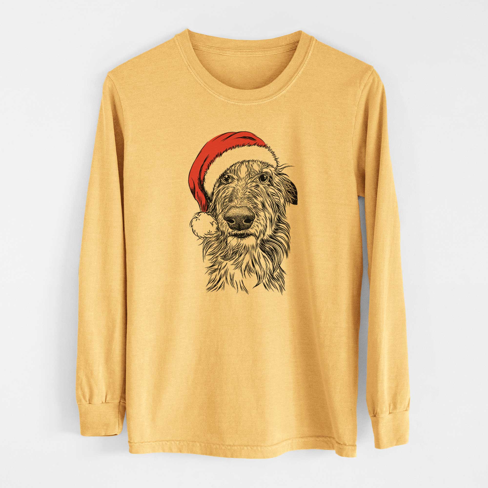 Santa Cleod the Scottish Deerhound - Heavyweight 100% Cotton Long Sleeve