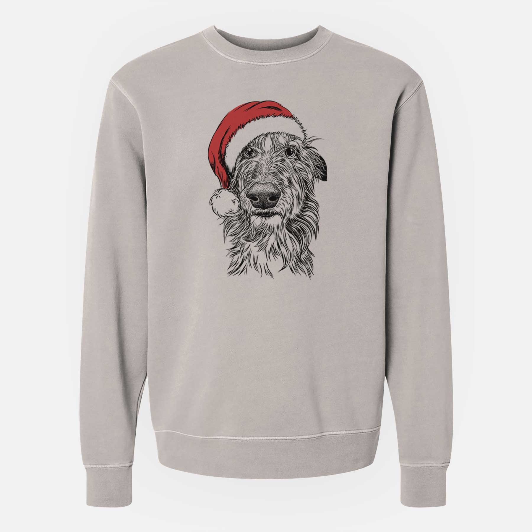 Santa Cleod the Scottish Deerhound - Unisex Pigment Dyed Crew Sweatshirt