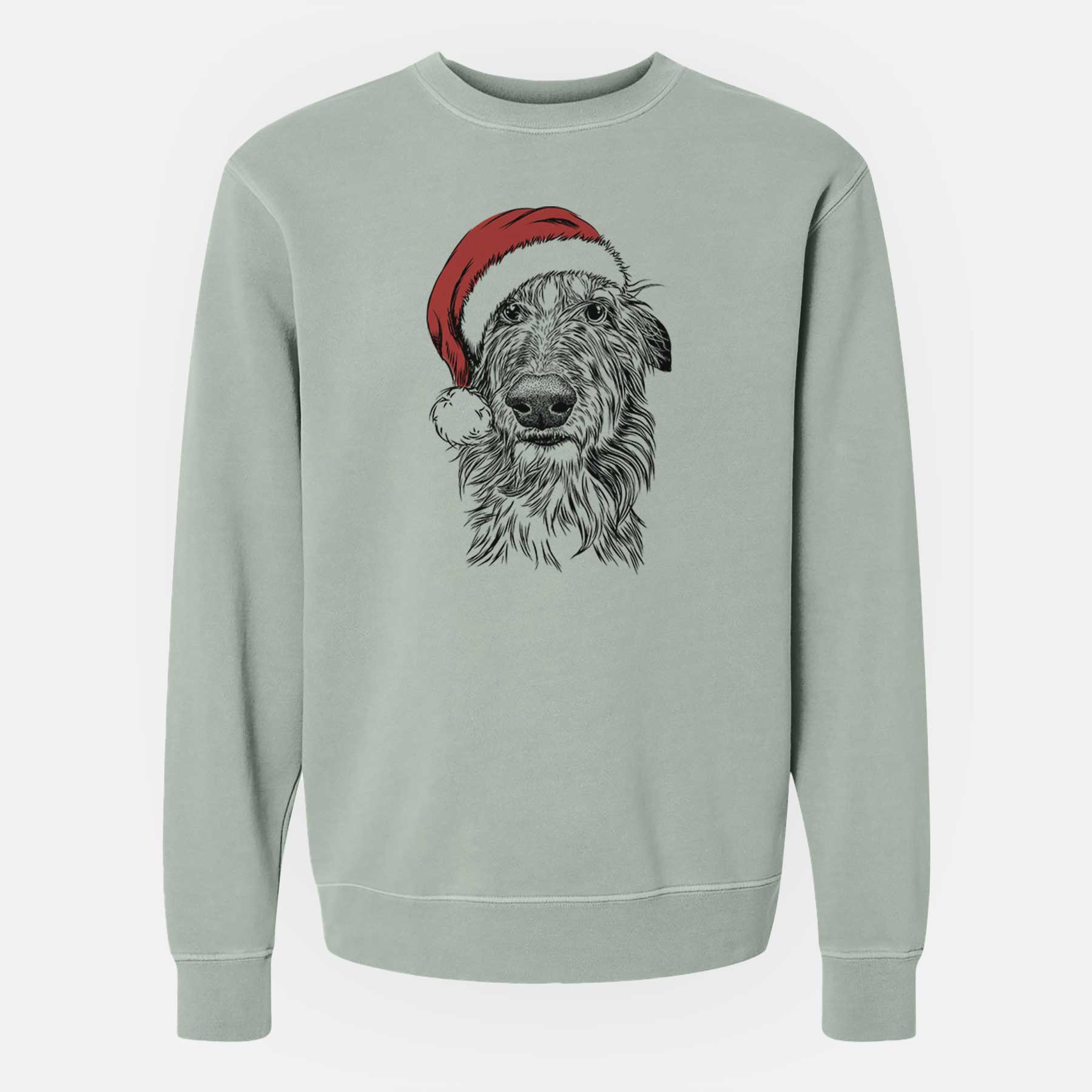 Santa Cleod the Scottish Deerhound - Unisex Pigment Dyed Crew Sweatshirt