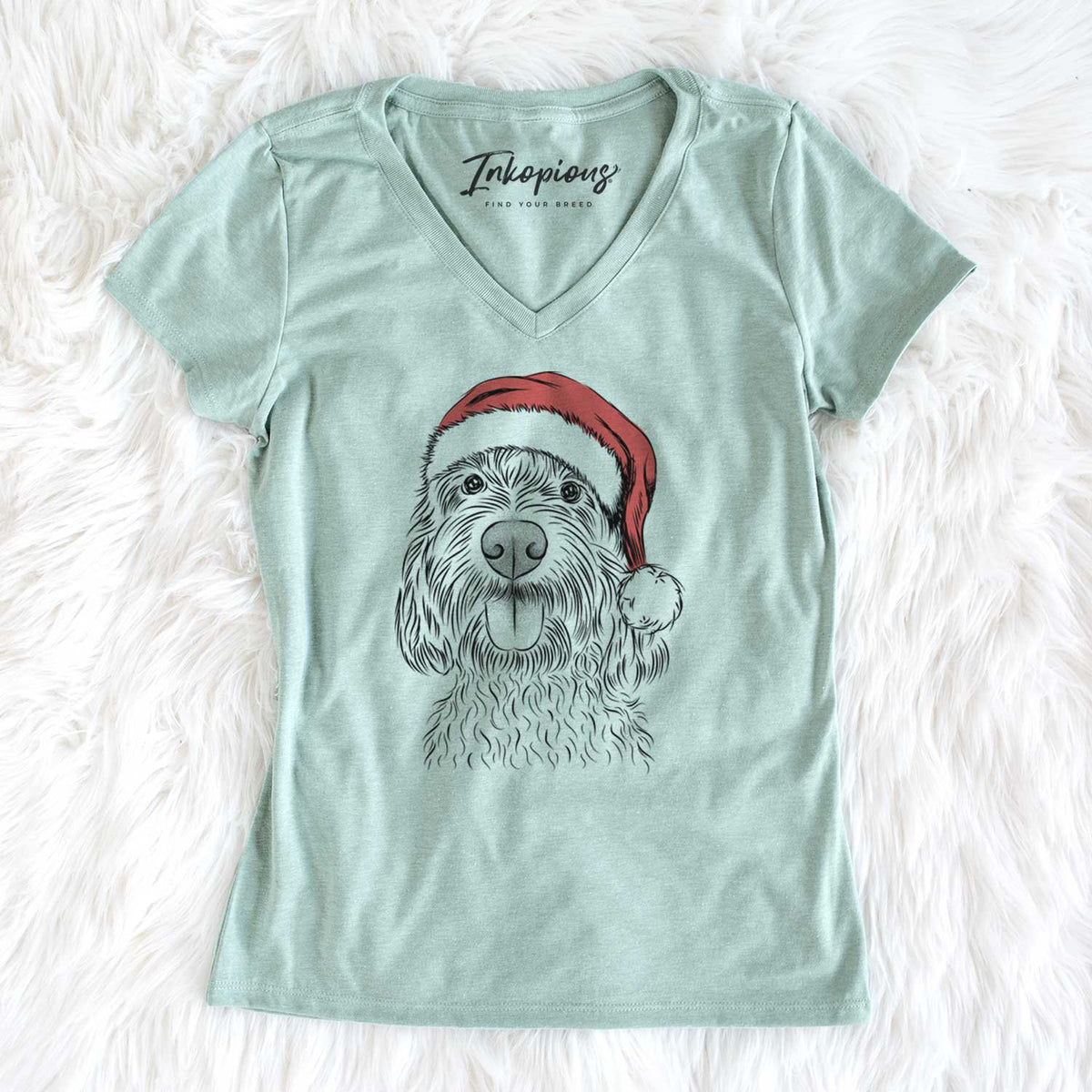 Santa Clover the Cockapoo - Women's V-neck Shirt