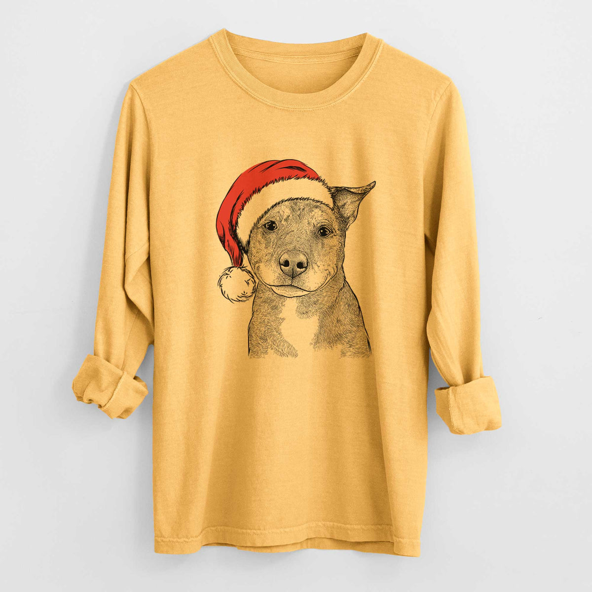 Santa Cody the Catahoula Mix - Heavyweight 100% Cotton Long Sleeve