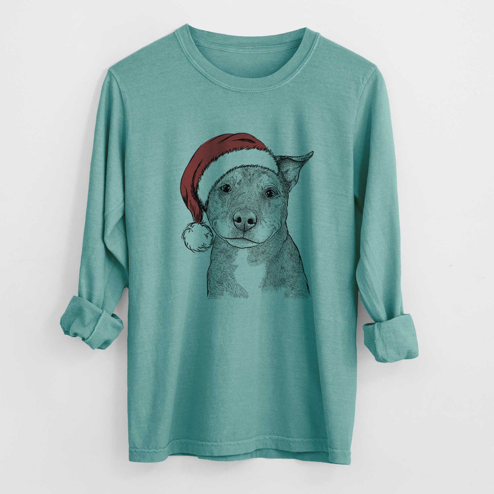 Santa Cody the Catahoula Mix - Heavyweight 100% Cotton Long Sleeve
