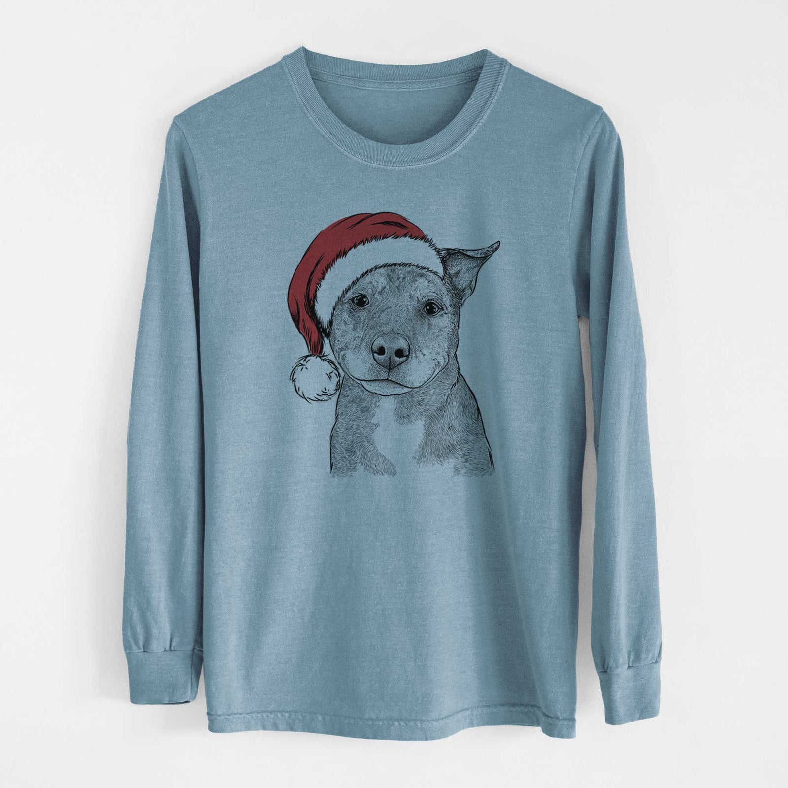 Santa Cody the Catahoula Mix - Heavyweight 100% Cotton Long Sleeve