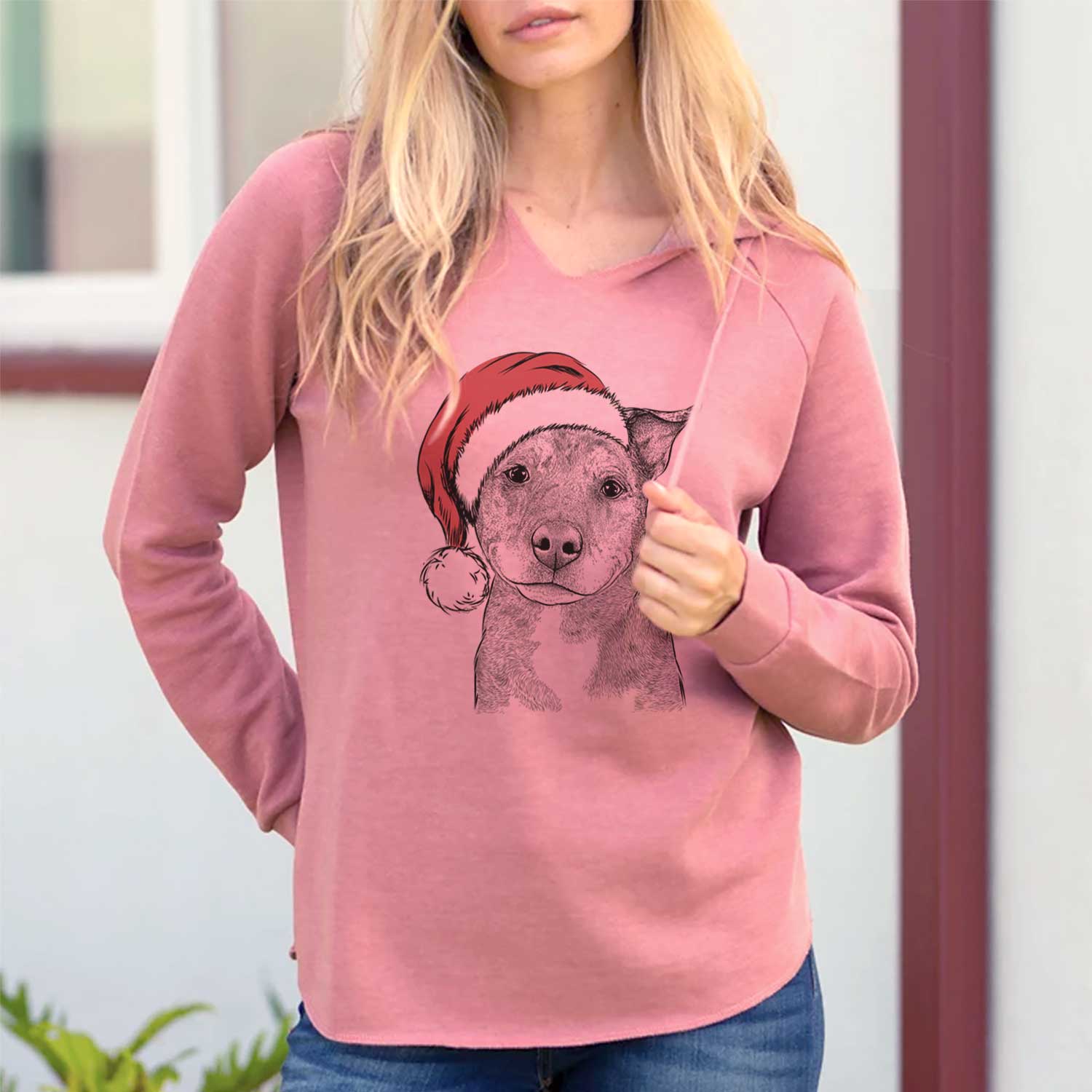 Santa Cody the Catahoula Mix - Cali Wave Hooded Sweatshirt