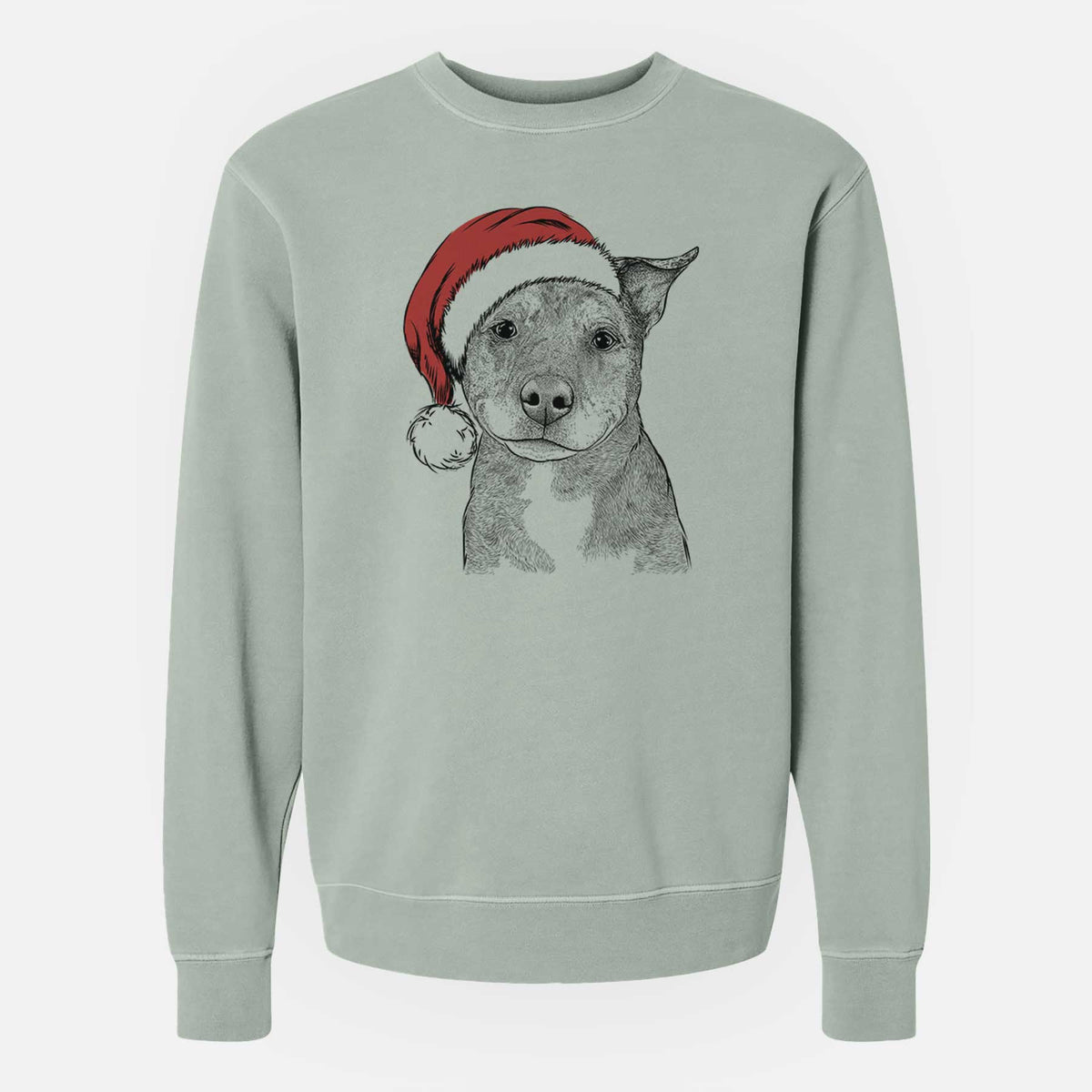 Santa Cody the Catahoula Mix - Unisex Pigment Dyed Crew Sweatshirt
