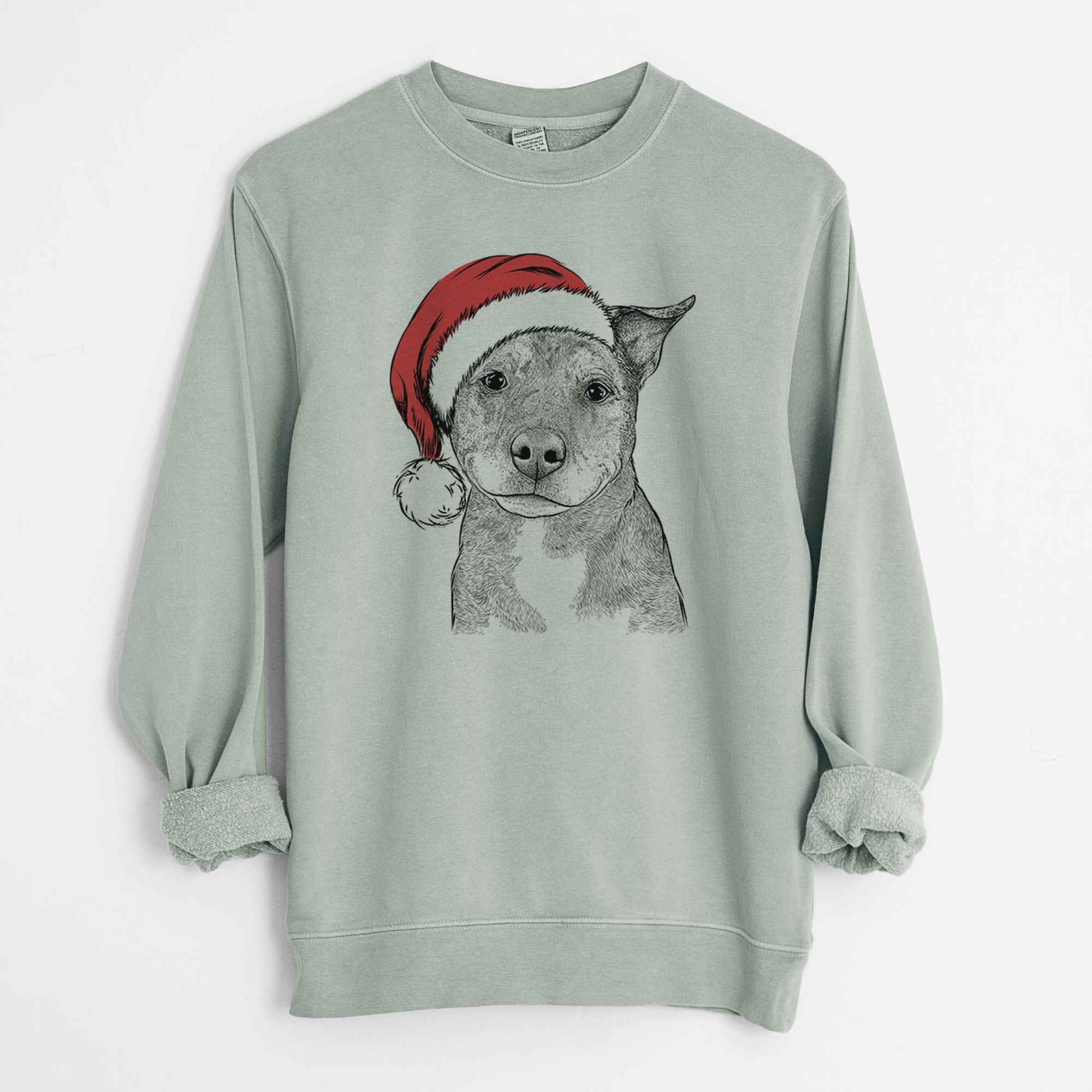 Santa Cody the Catahoula Mix - Unisex Pigment Dyed Crew Sweatshirt