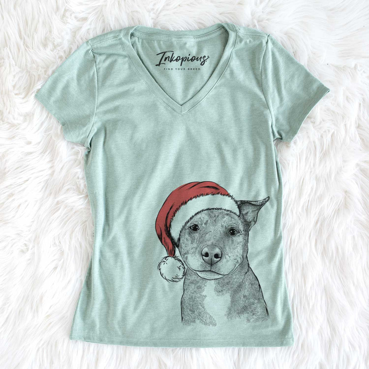 Santa Cody the Catahoula Mix - Women&#39;s V-neck Shirt