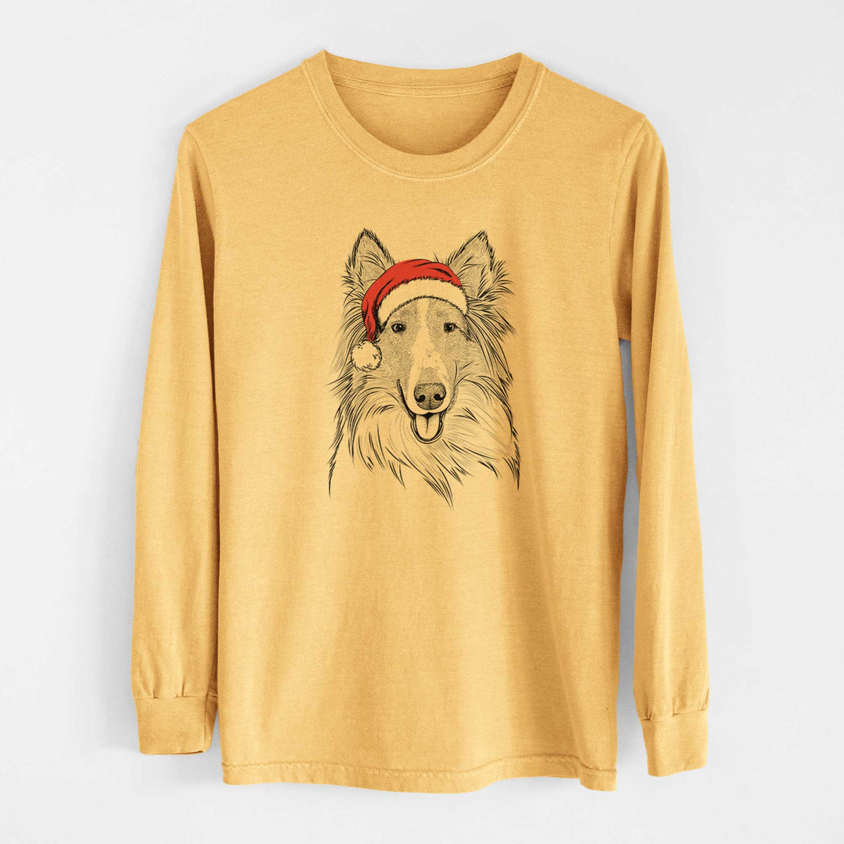Santa Conrad the Rough Collie - Heavyweight 100% Cotton Long Sleeve
