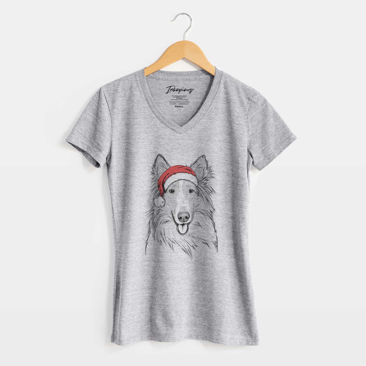 Santa Conrad the Rough Collie - Women's V-neck Shirt
