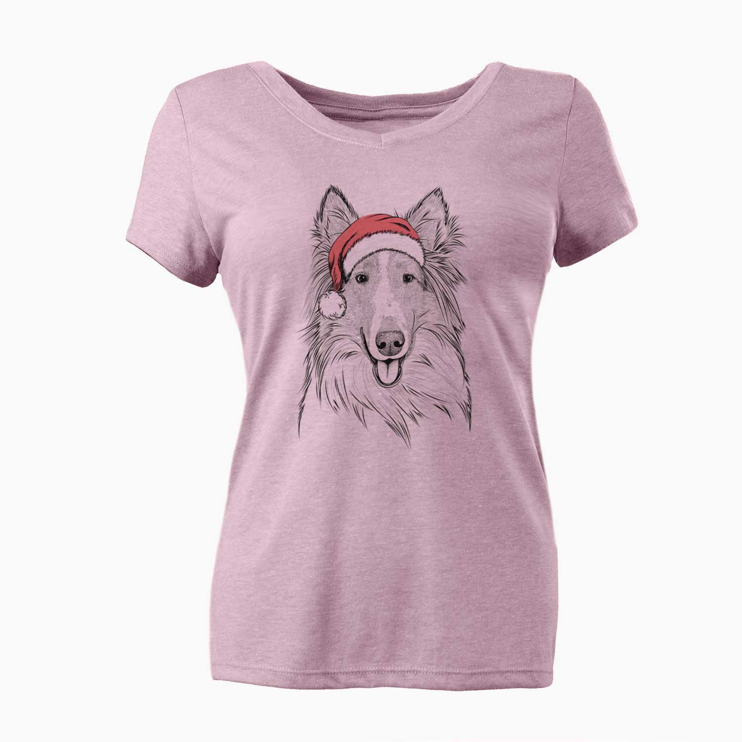 Santa Conrad the Rough Collie - Women's V-neck Shirt