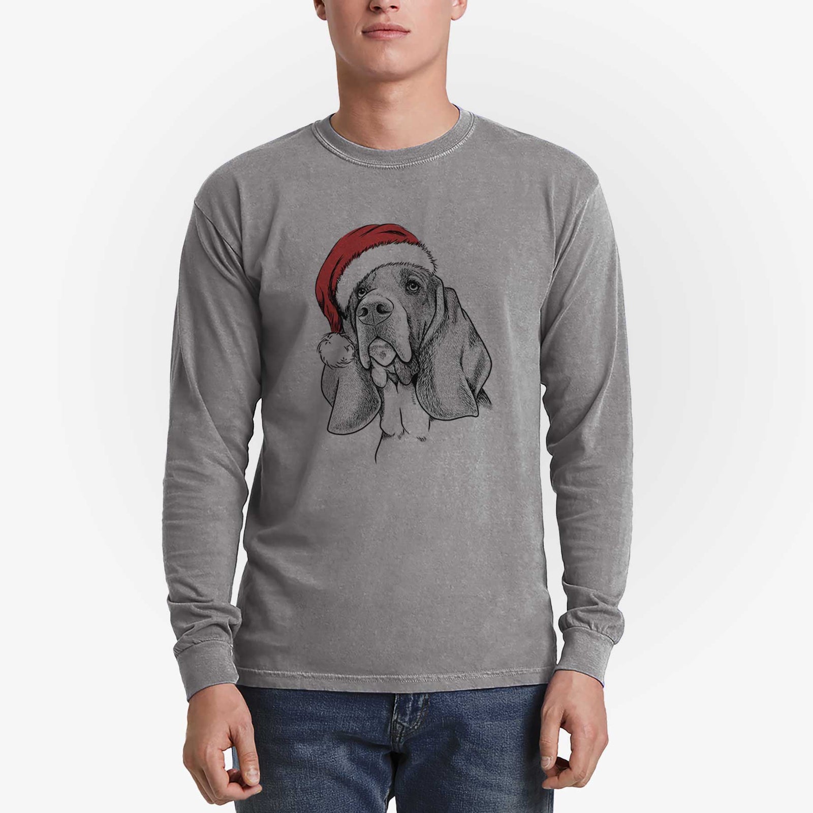 Santa Cooper the Basset Hound - Heavyweight 100% Cotton Long Sleeve