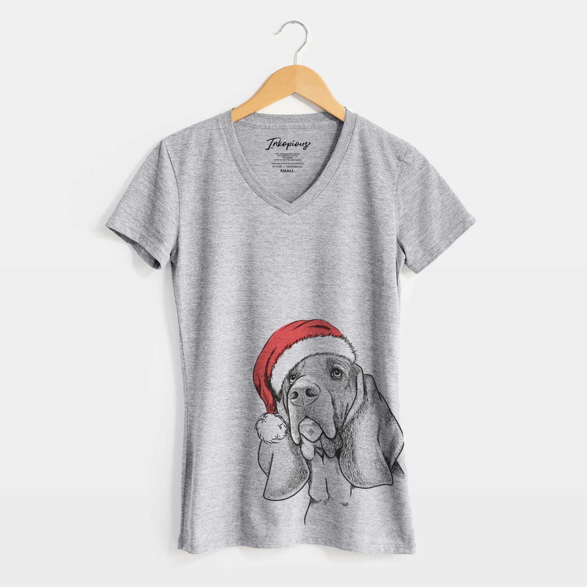 Santa Cooper the Basset Hound - Women's V-neck Shirt