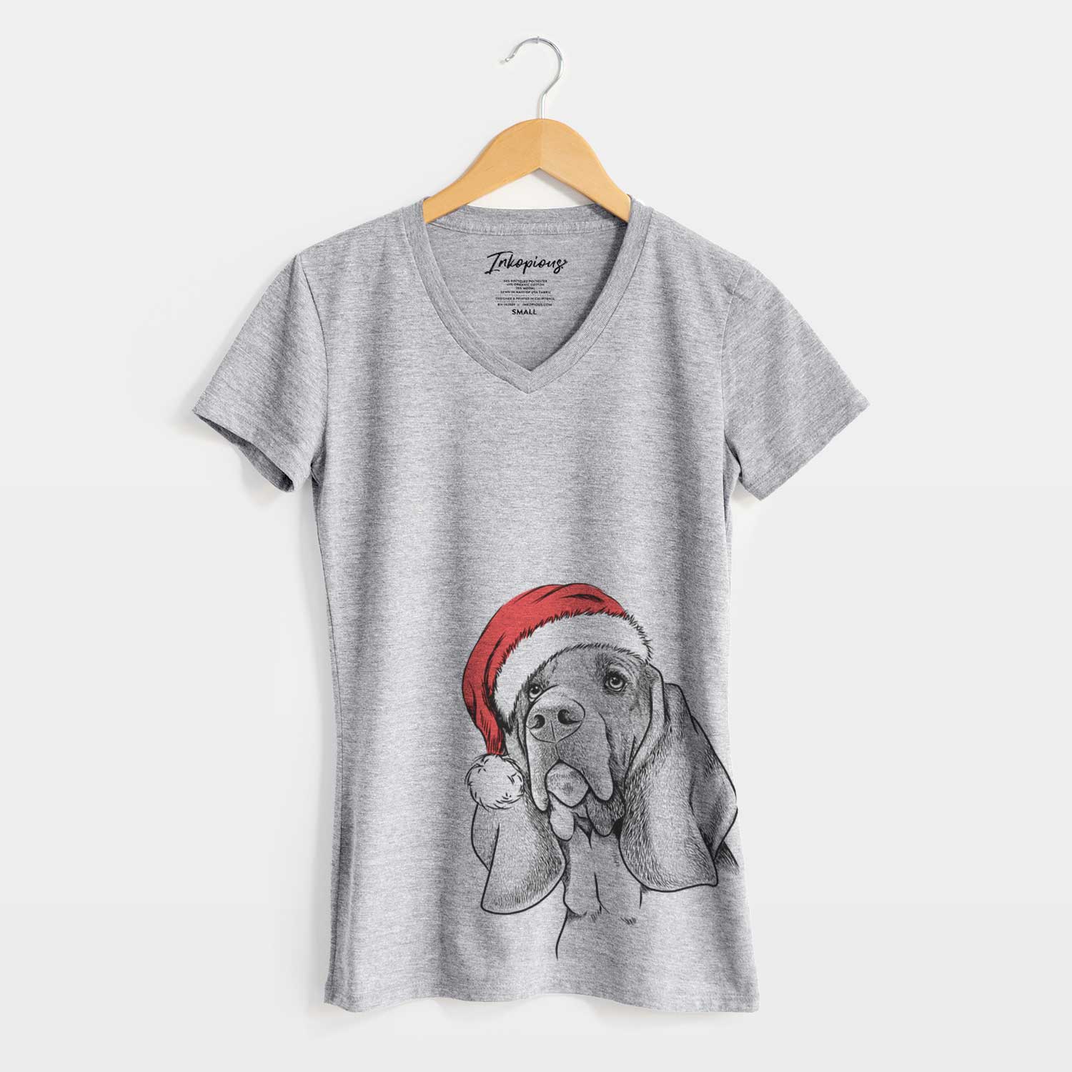 Santa Cooper the Basset Hound - Women's V-neck Shirt
