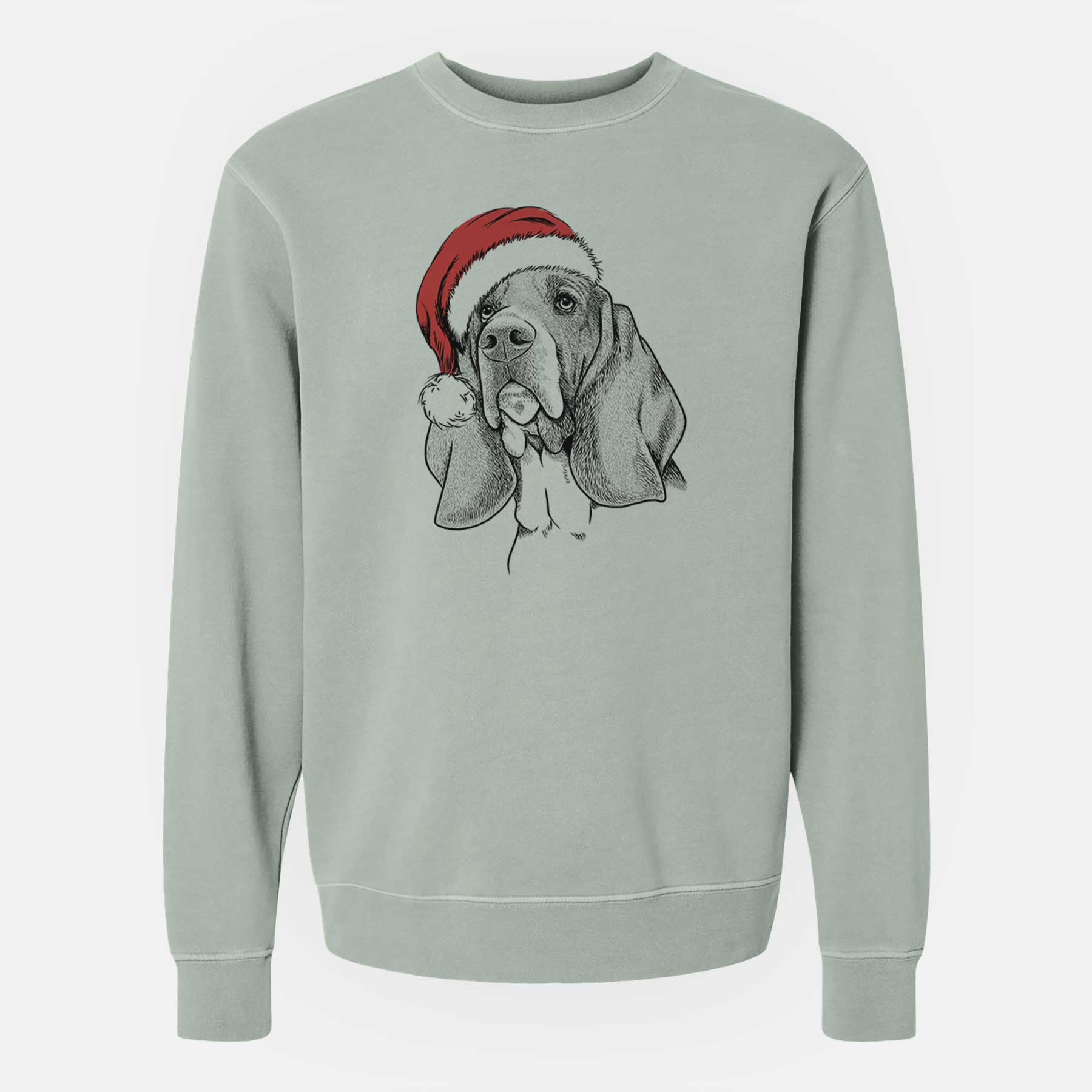 Santa Cooper the Basset Hound - Unisex Pigment Dyed Crew Sweatshirt