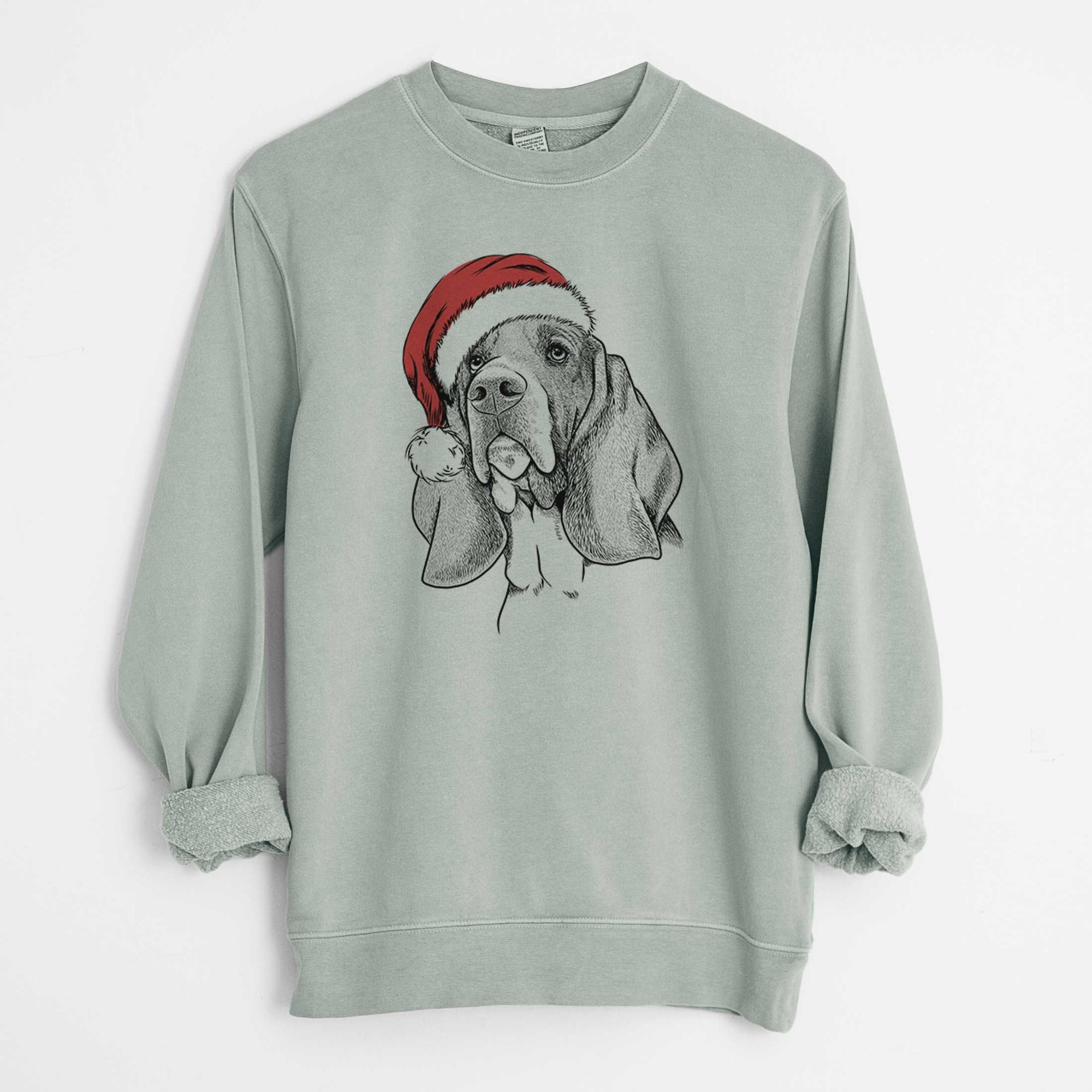 Santa Cooper the Basset Hound - Unisex Pigment Dyed Crew Sweatshirt