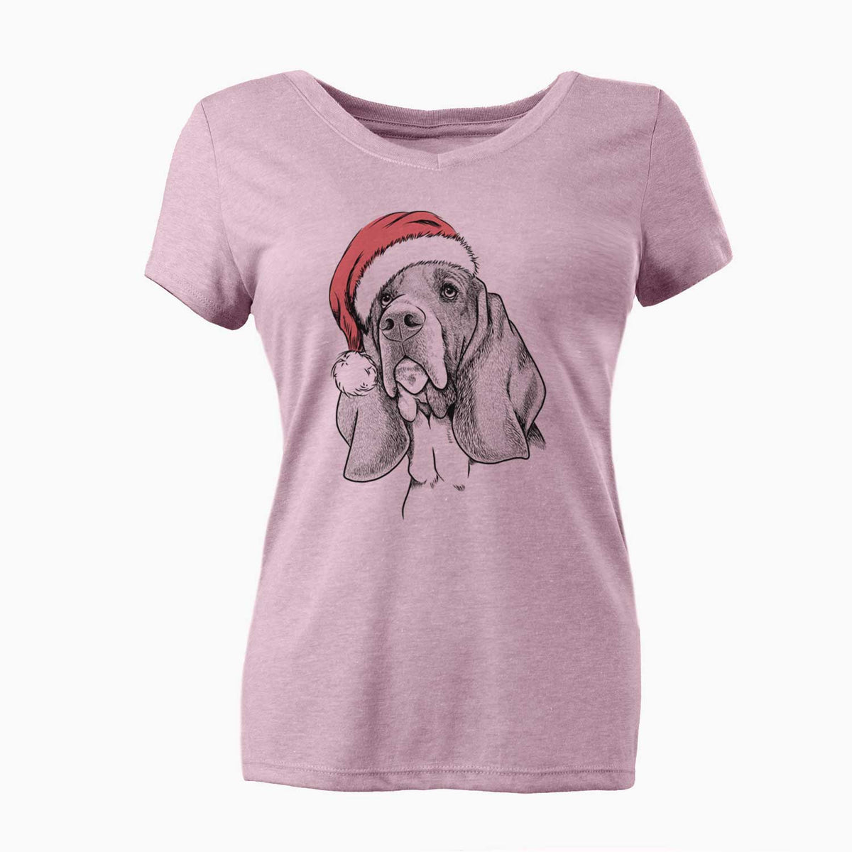Santa Cooper the Basset Hound - Women's V-neck Shirt