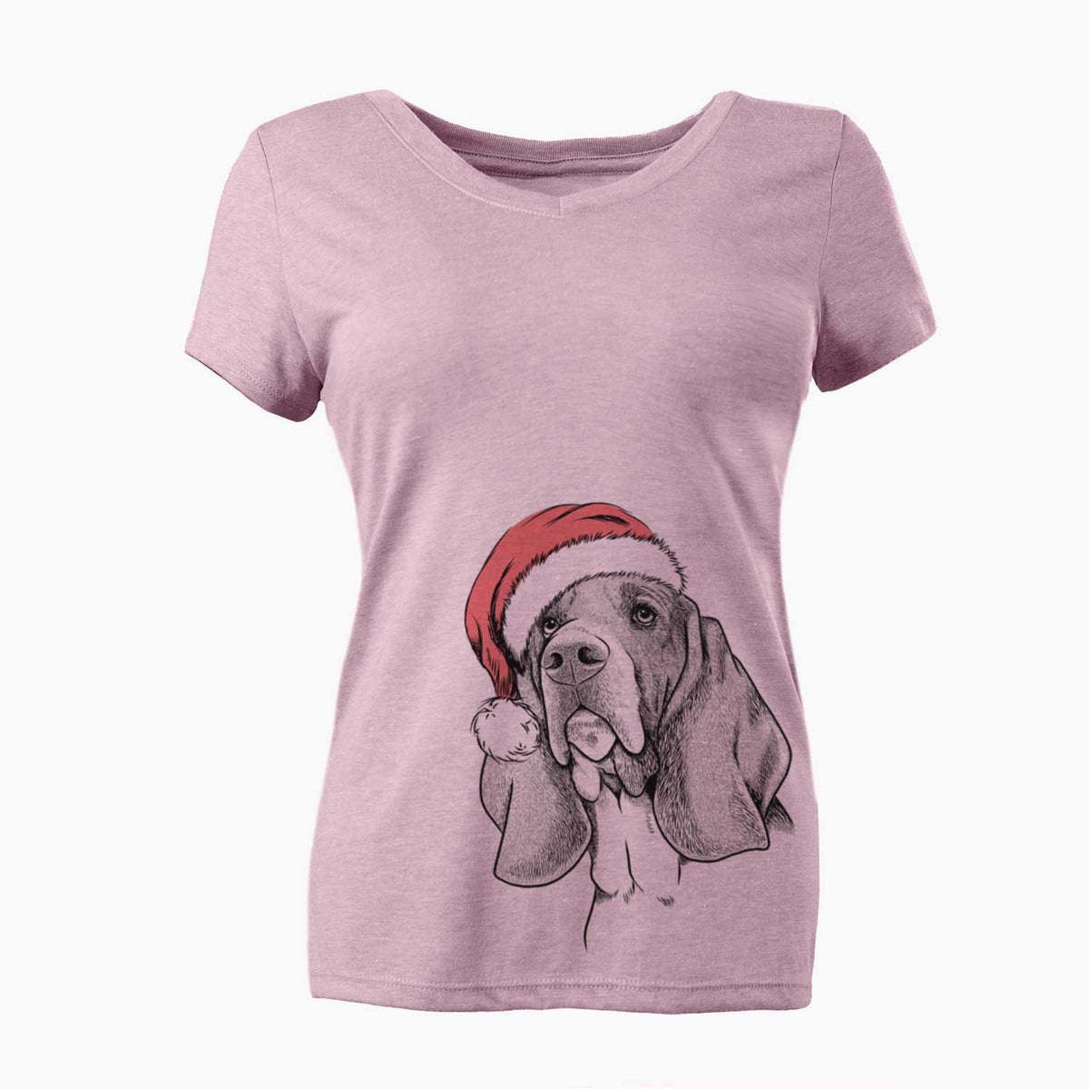 Santa Cooper the Basset Hound - Women's V-neck Shirt