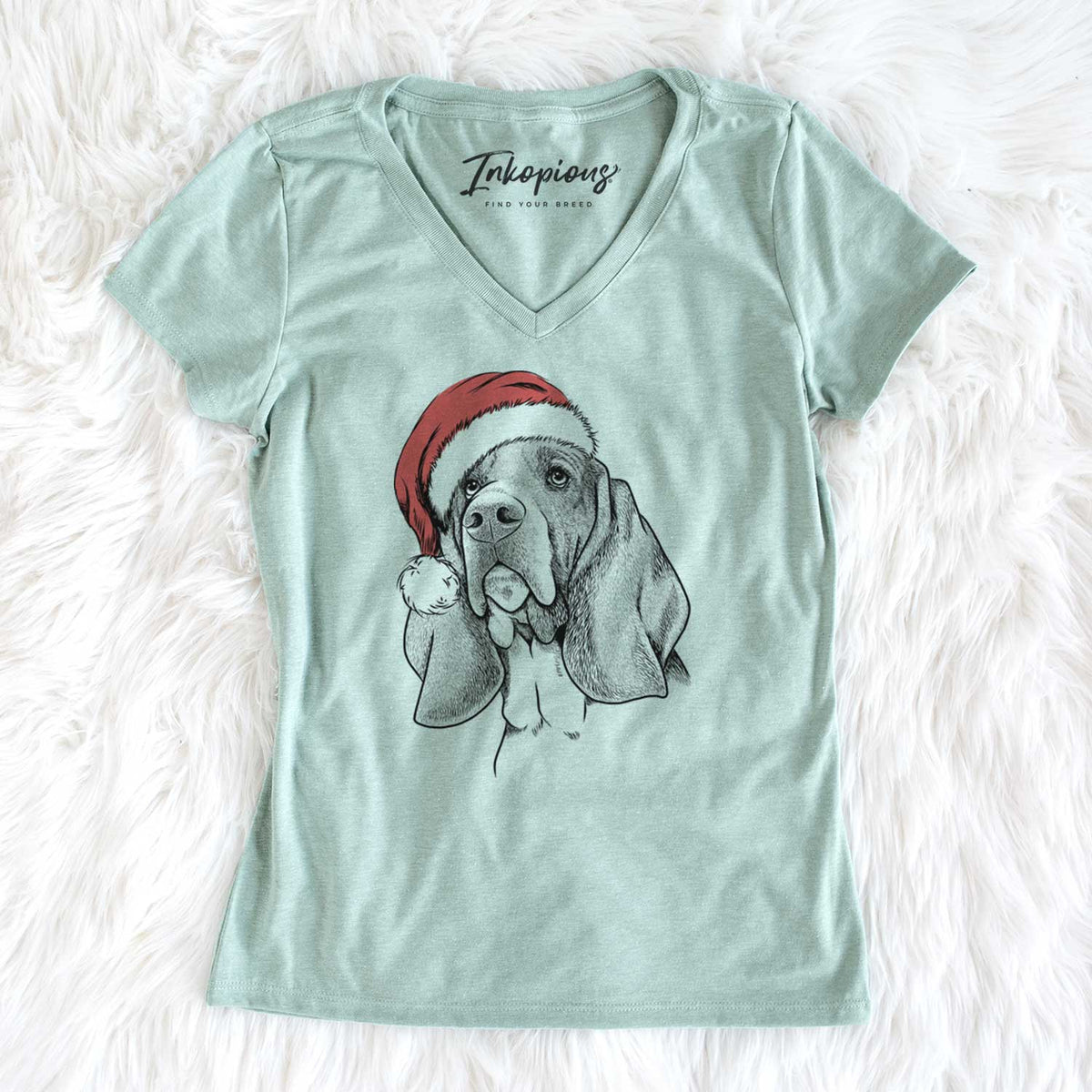 Santa Cooper the Basset Hound - Women's V-neck Shirt