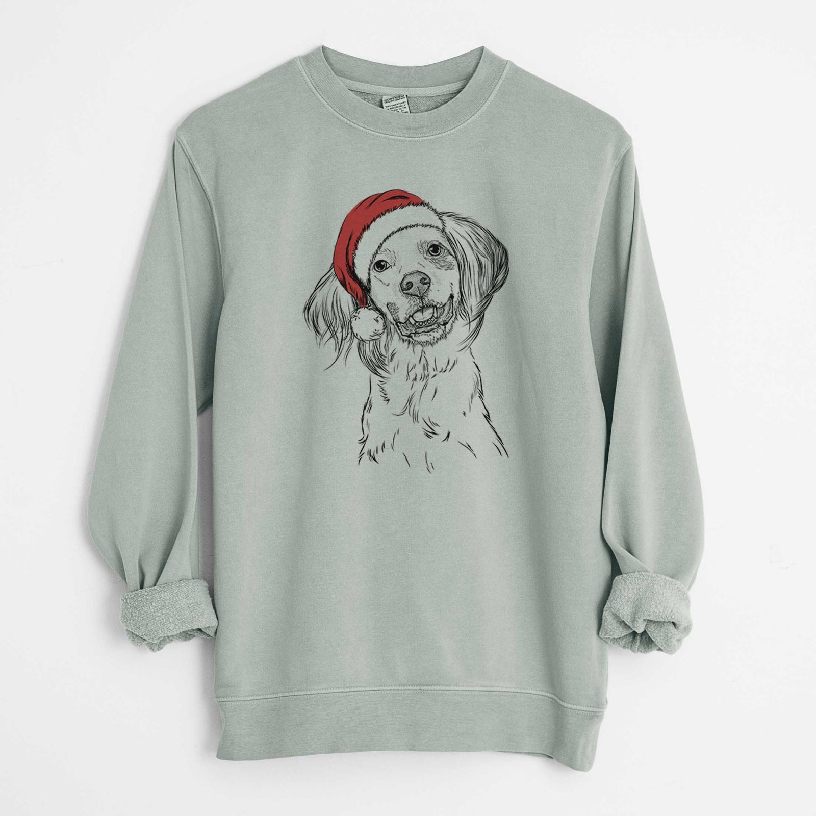 Santa Cooper the English Setter - Unisex Pigment Dyed Crew Sweatshirt