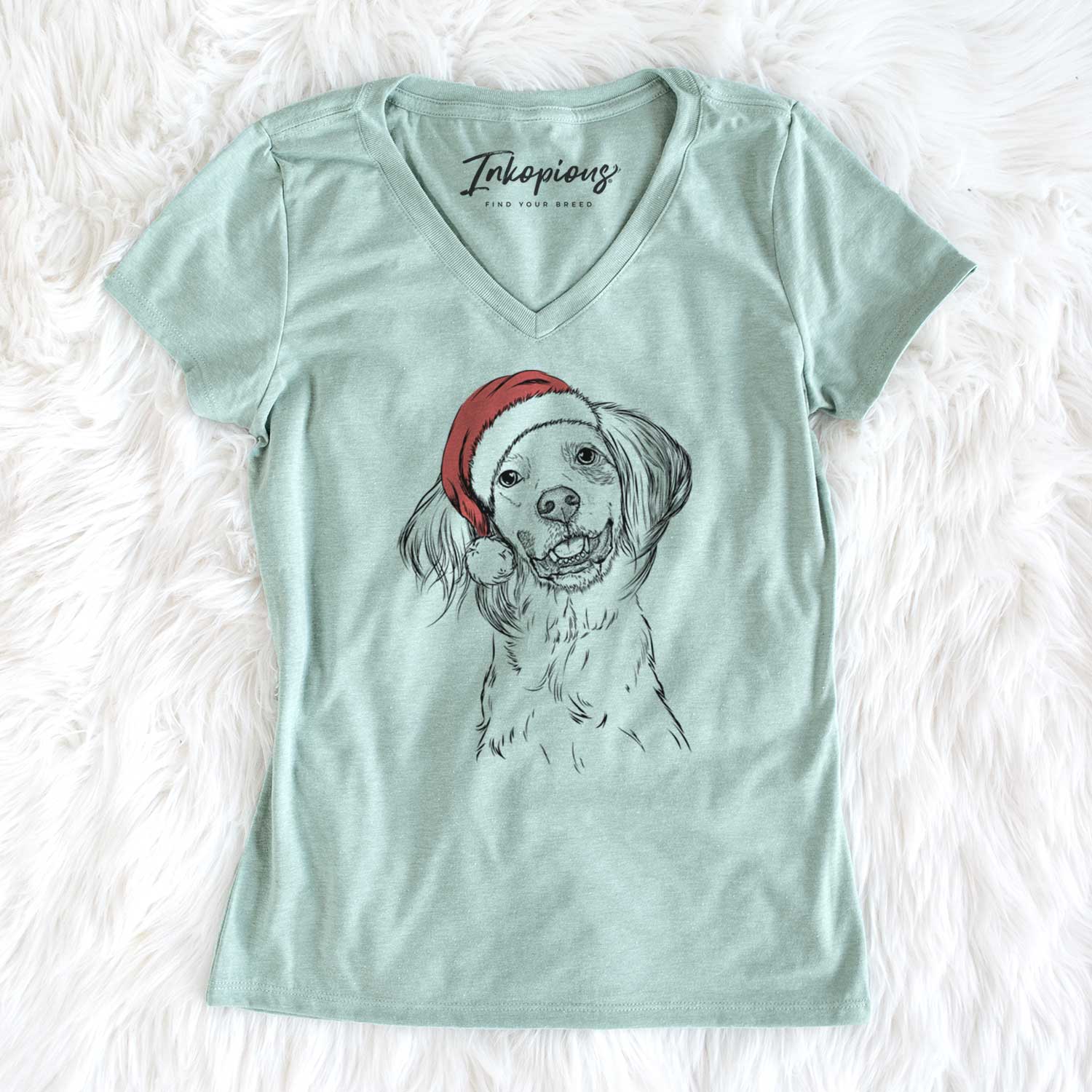 Santa Cooper the English Setter - Women's V-neck Shirt