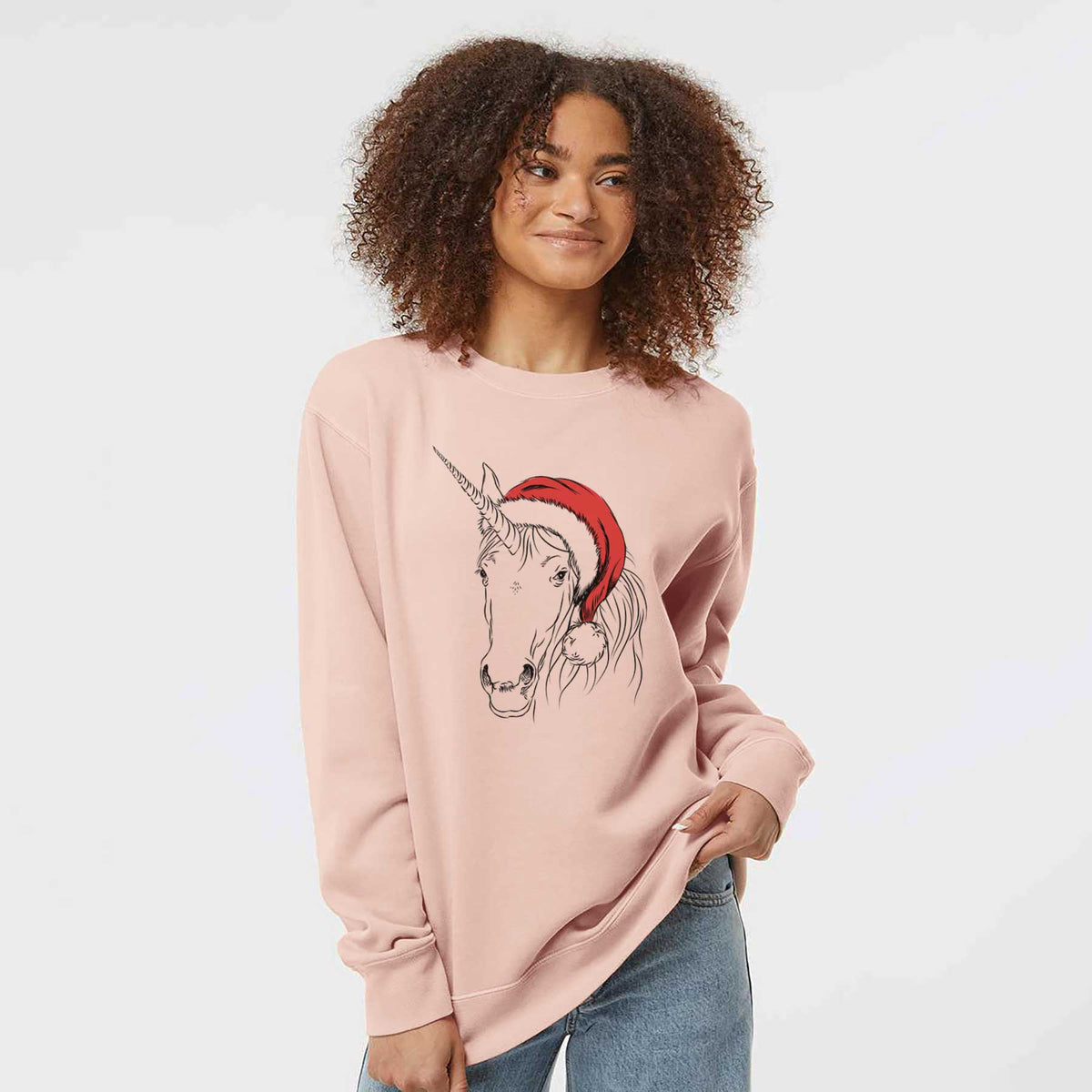 Santa Cosmic the Unicorn - Unisex Pigment Dyed Crew Sweatshirt