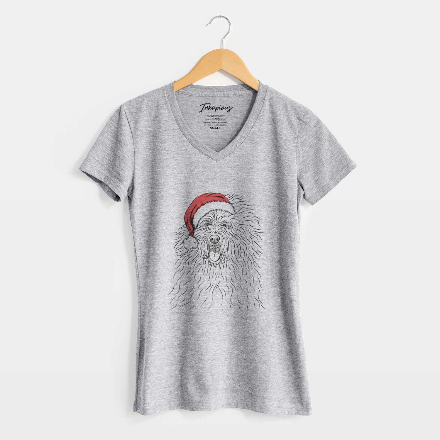 Santa Cozie the Old English Sheepdog - Women's V-neck Shirt