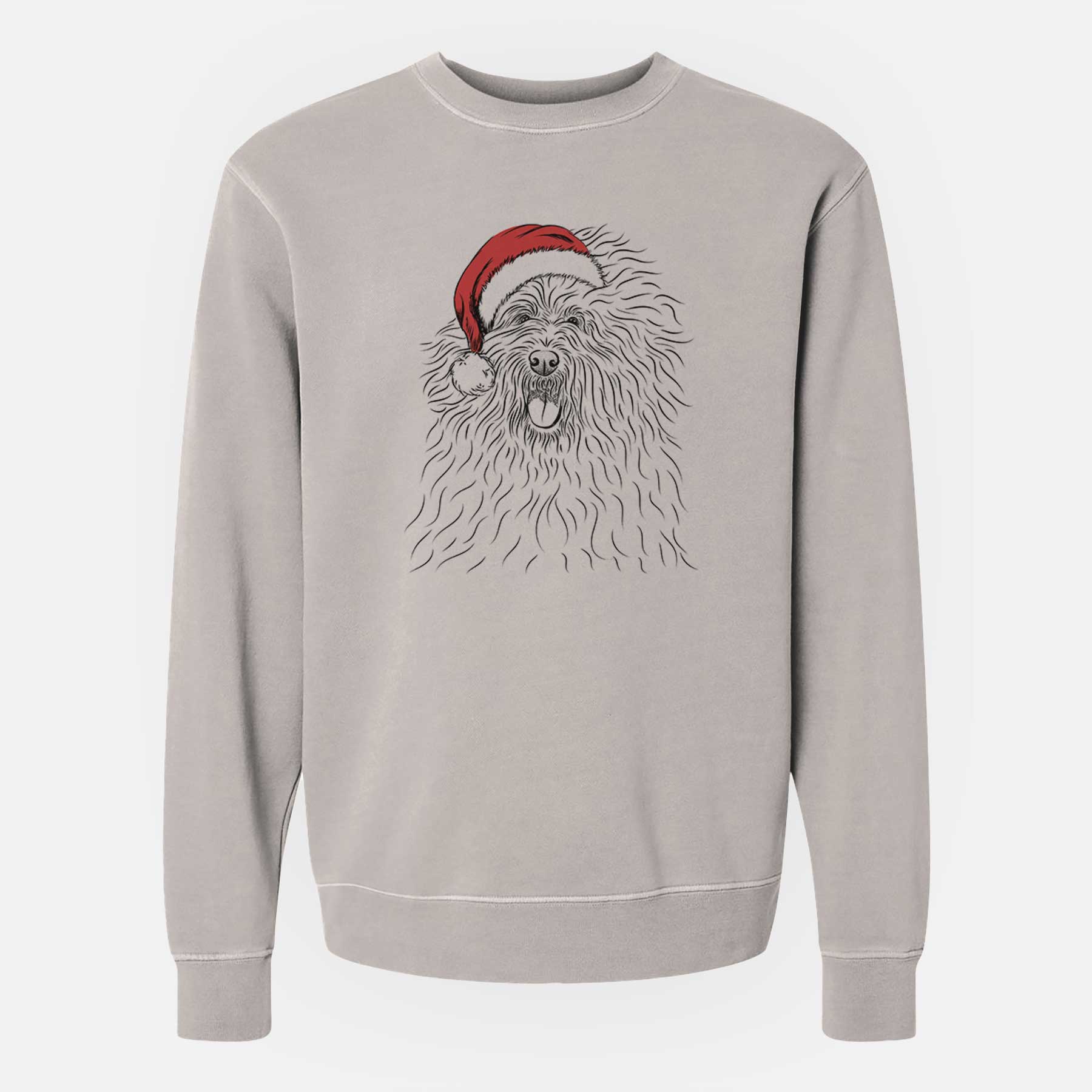 Santa Cozie the Old English Sheepdog - Unisex Pigment Dyed Crew Sweatshirt