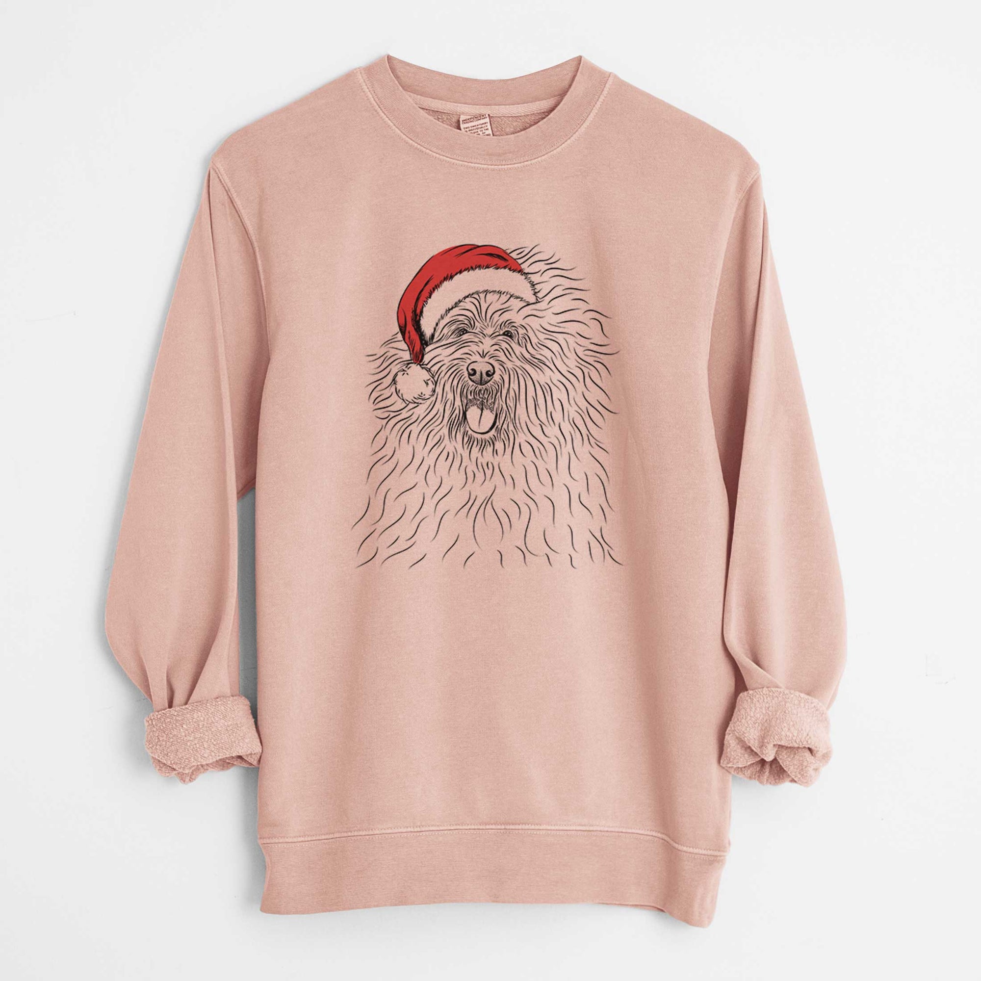 Santa Cozie the Old English Sheepdog - Unisex Pigment Dyed Crew Sweatshirt