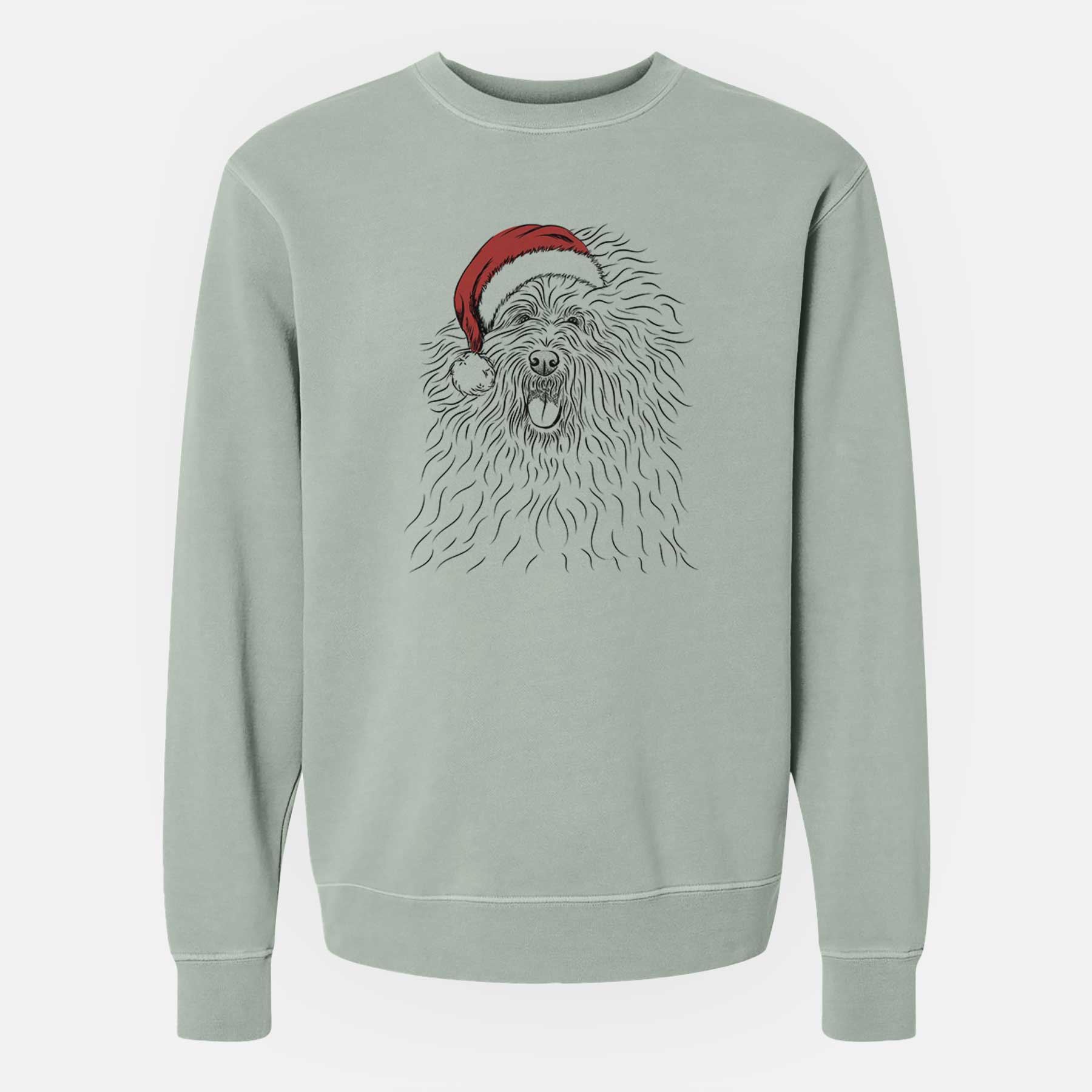 Santa Cozie the Old English Sheepdog - Unisex Pigment Dyed Crew Sweatshirt