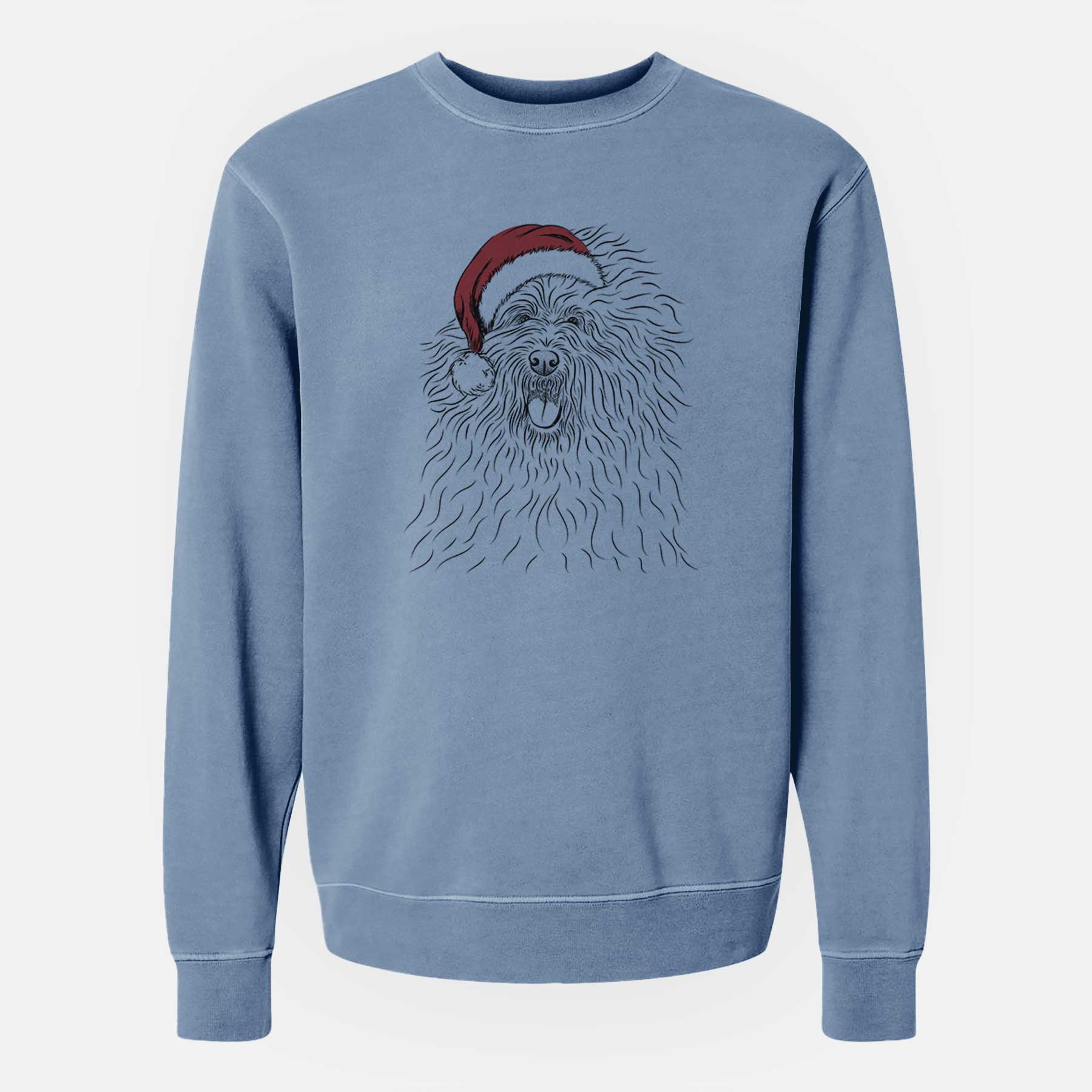 Santa Cozie the Old English Sheepdog - Unisex Pigment Dyed Crew Sweatshirt