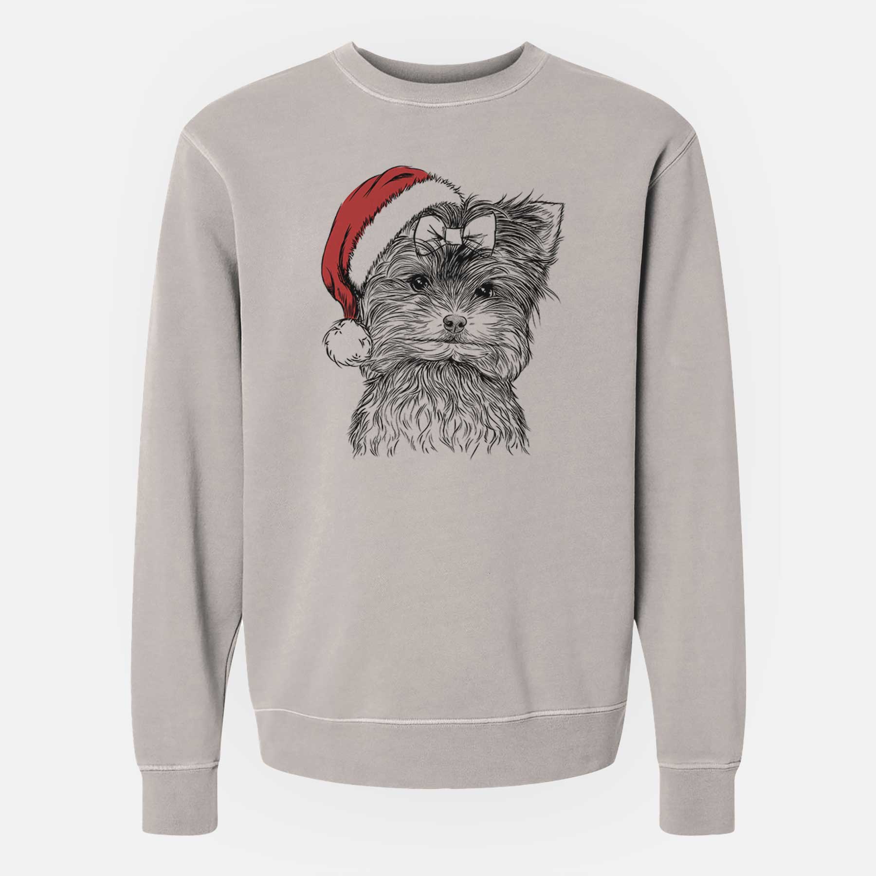 Santa Cricket the Biewer Terrier - Unisex Pigment Dyed Crew Sweatshirt