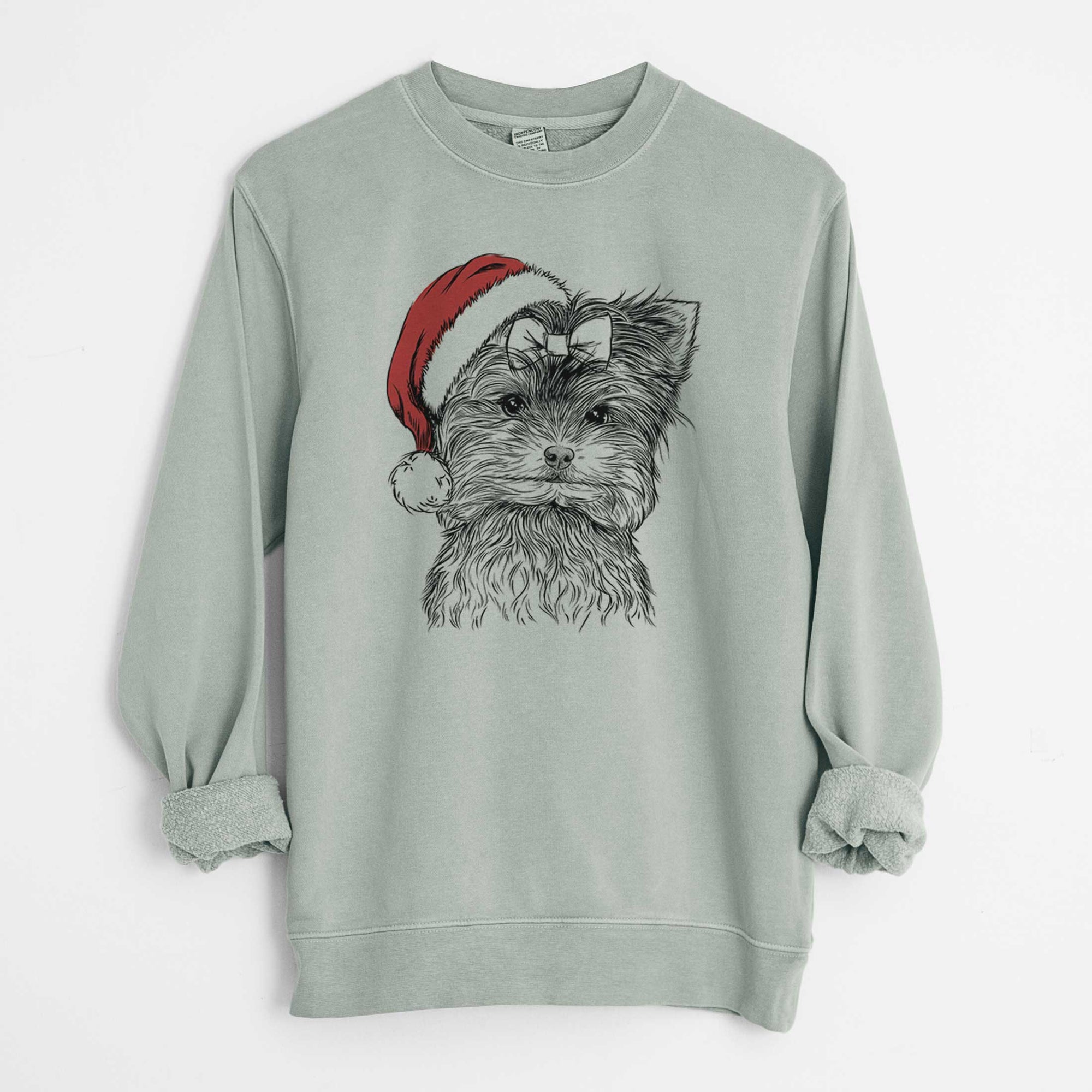 Santa Cricket the Biewer Terrier - Unisex Pigment Dyed Crew Sweatshirt