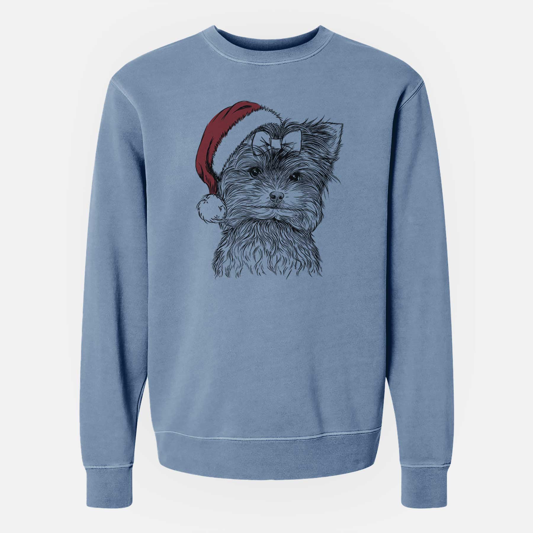 Santa Cricket the Biewer Terrier - Unisex Pigment Dyed Crew Sweatshirt