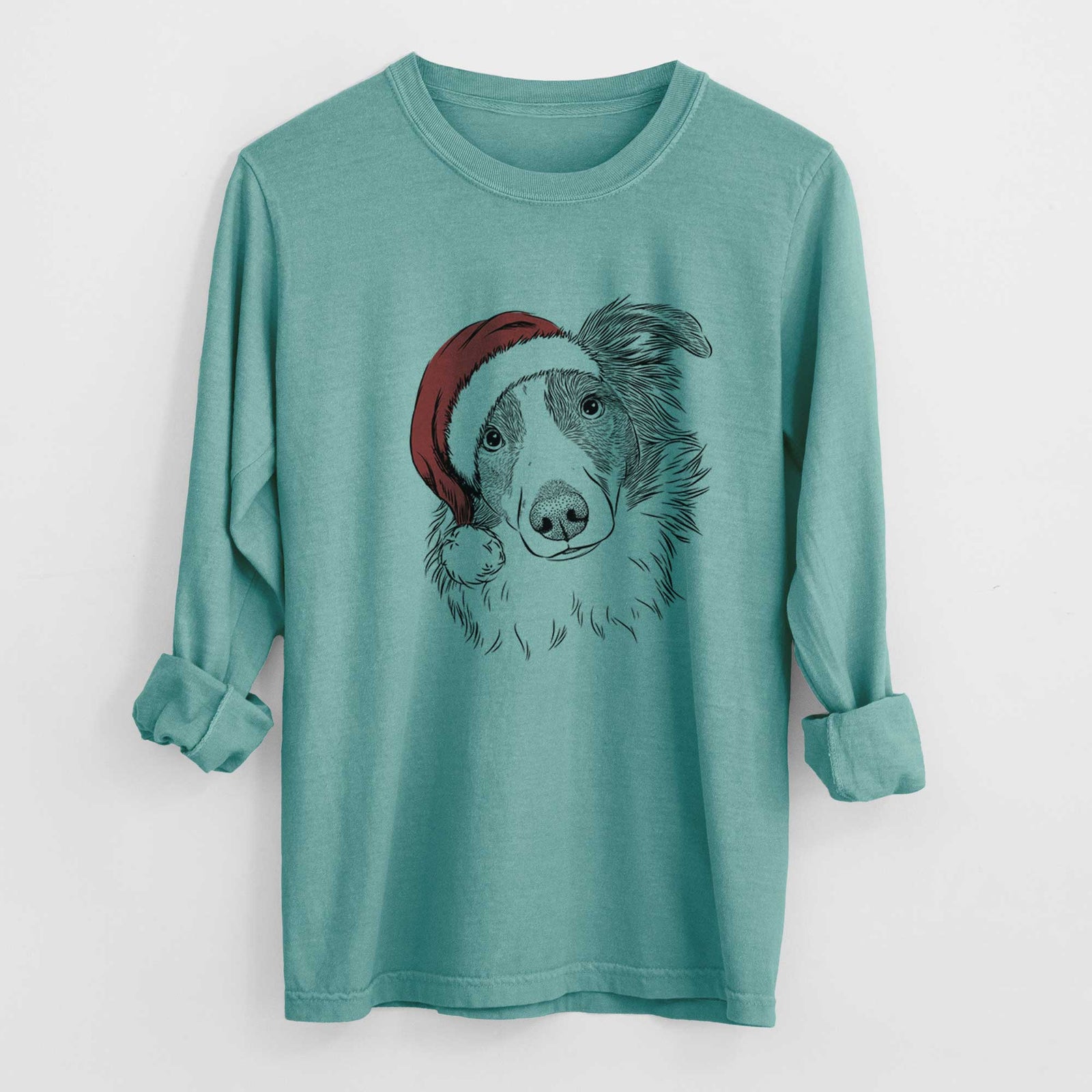 Santa Cyclone the Australian Shepherd - Heavyweight 100% Cotton Long Sleeve