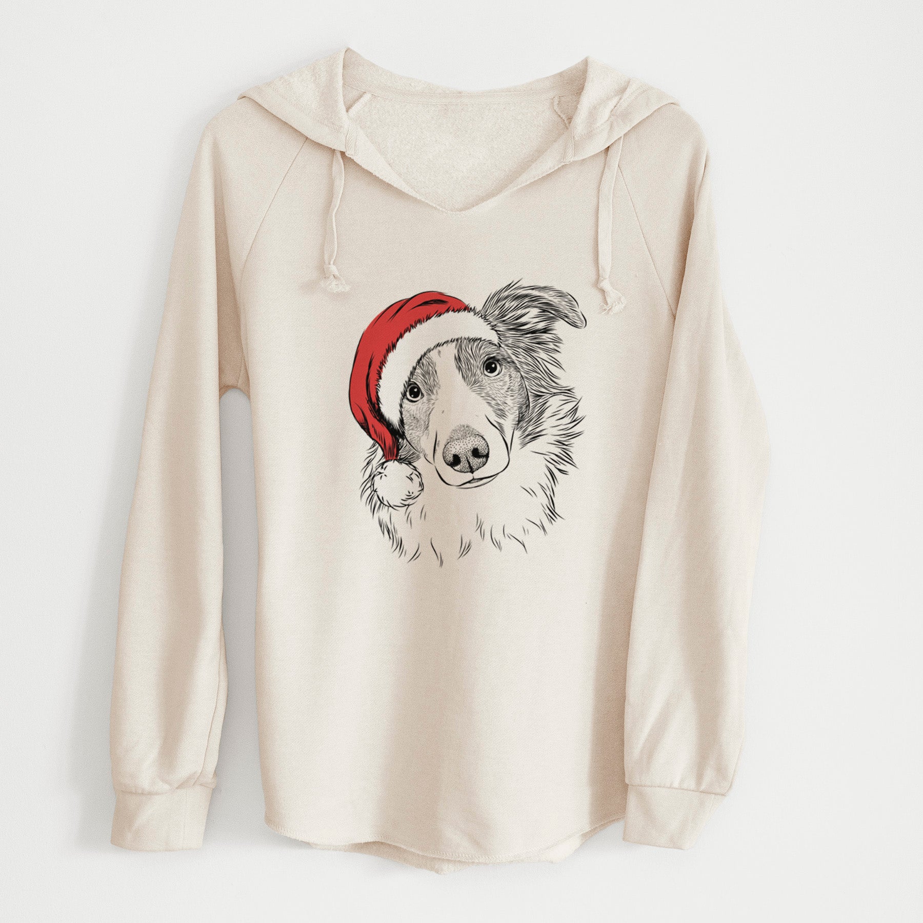 Santa Cyclone the Australian Shepherd - Cali Wave Hooded Sweatshirt