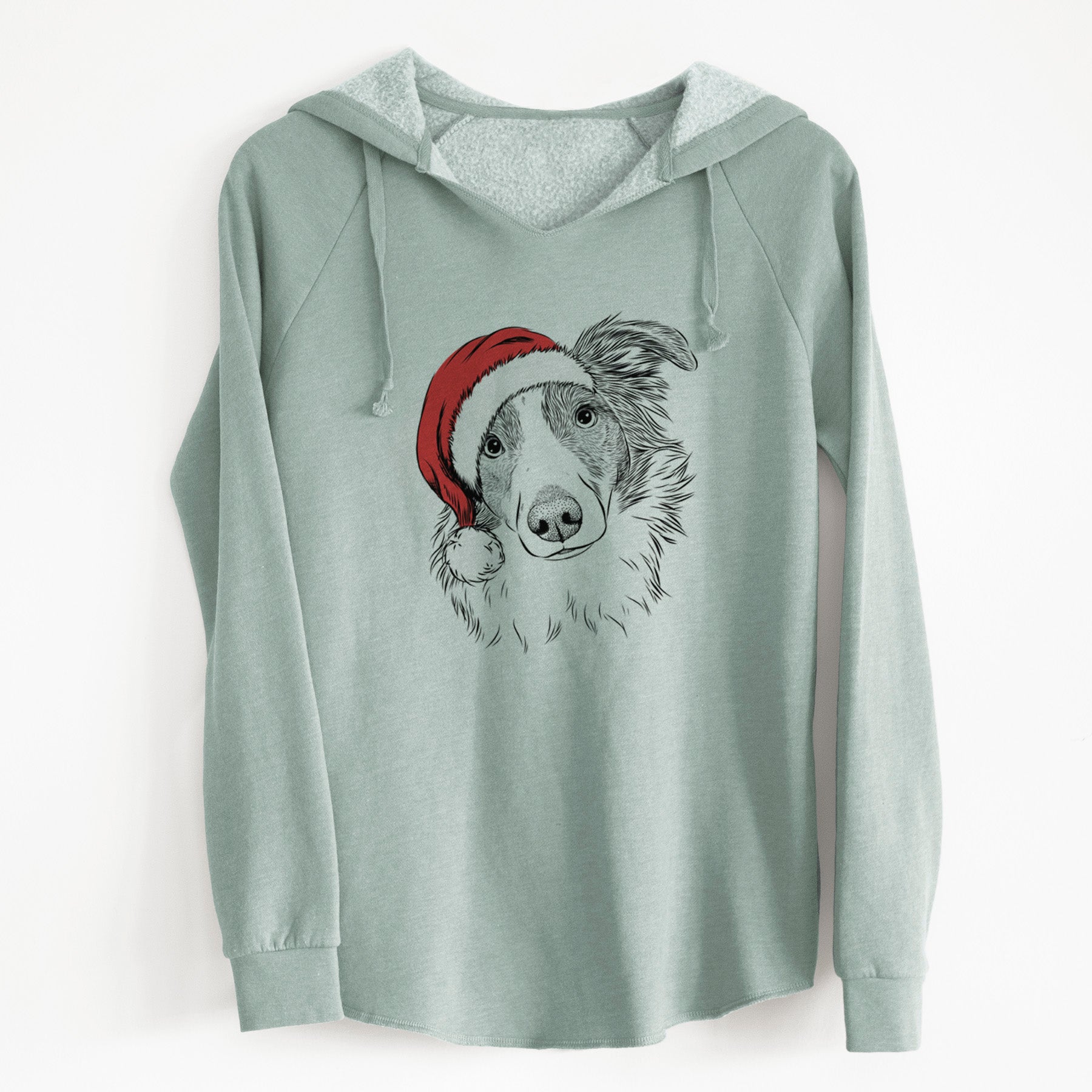 Santa Cyclone the Australian Shepherd - Cali Wave Hooded Sweatshirt