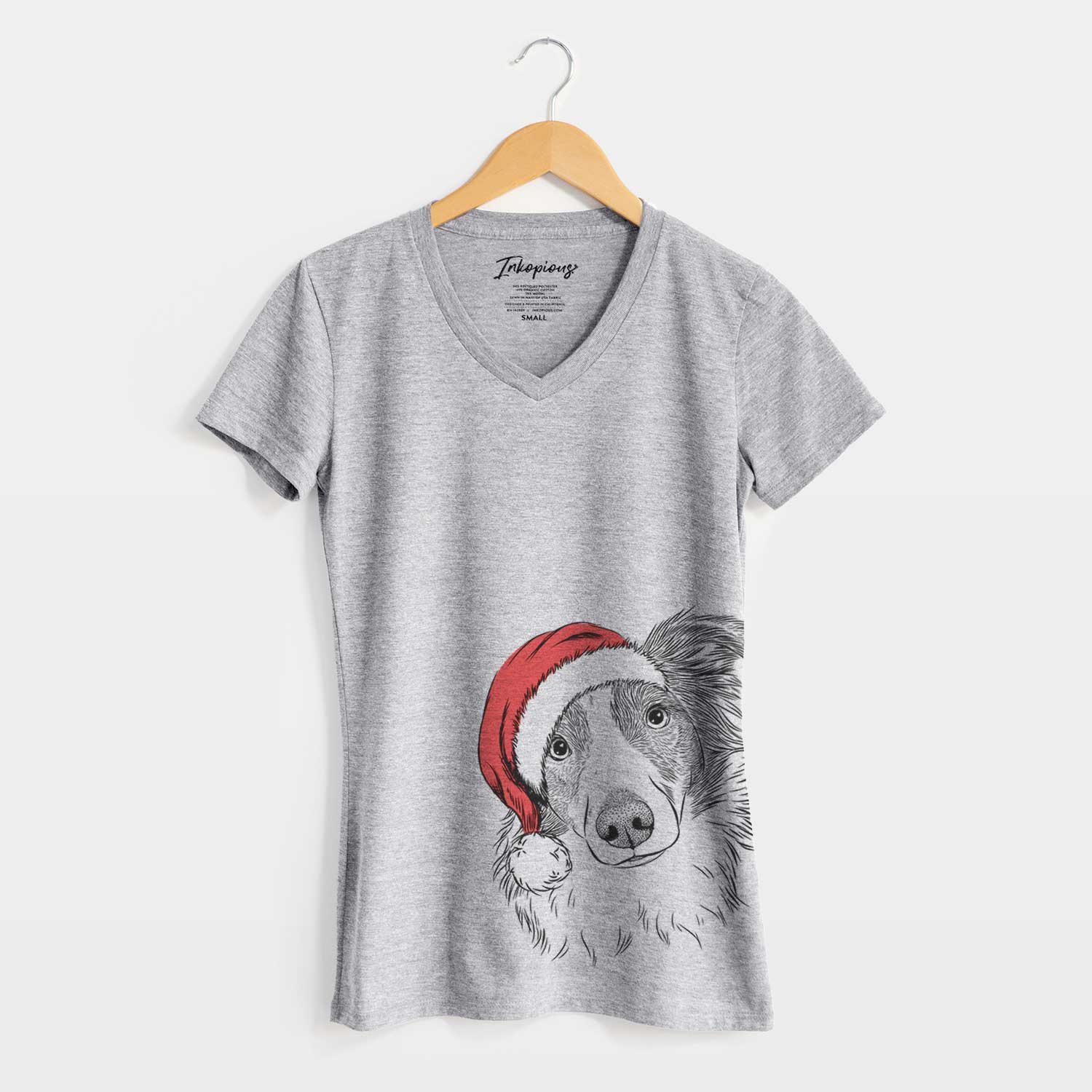 Santa Cyclone the Australian Shepherd - Women's V-neck Shirt