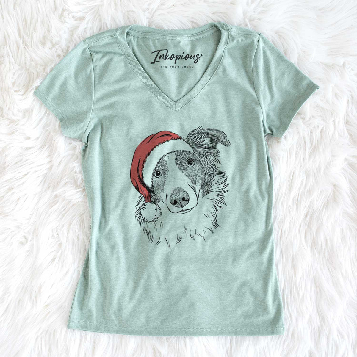 Santa Cyclone the Australian Shepherd - Women's V-neck Shirt