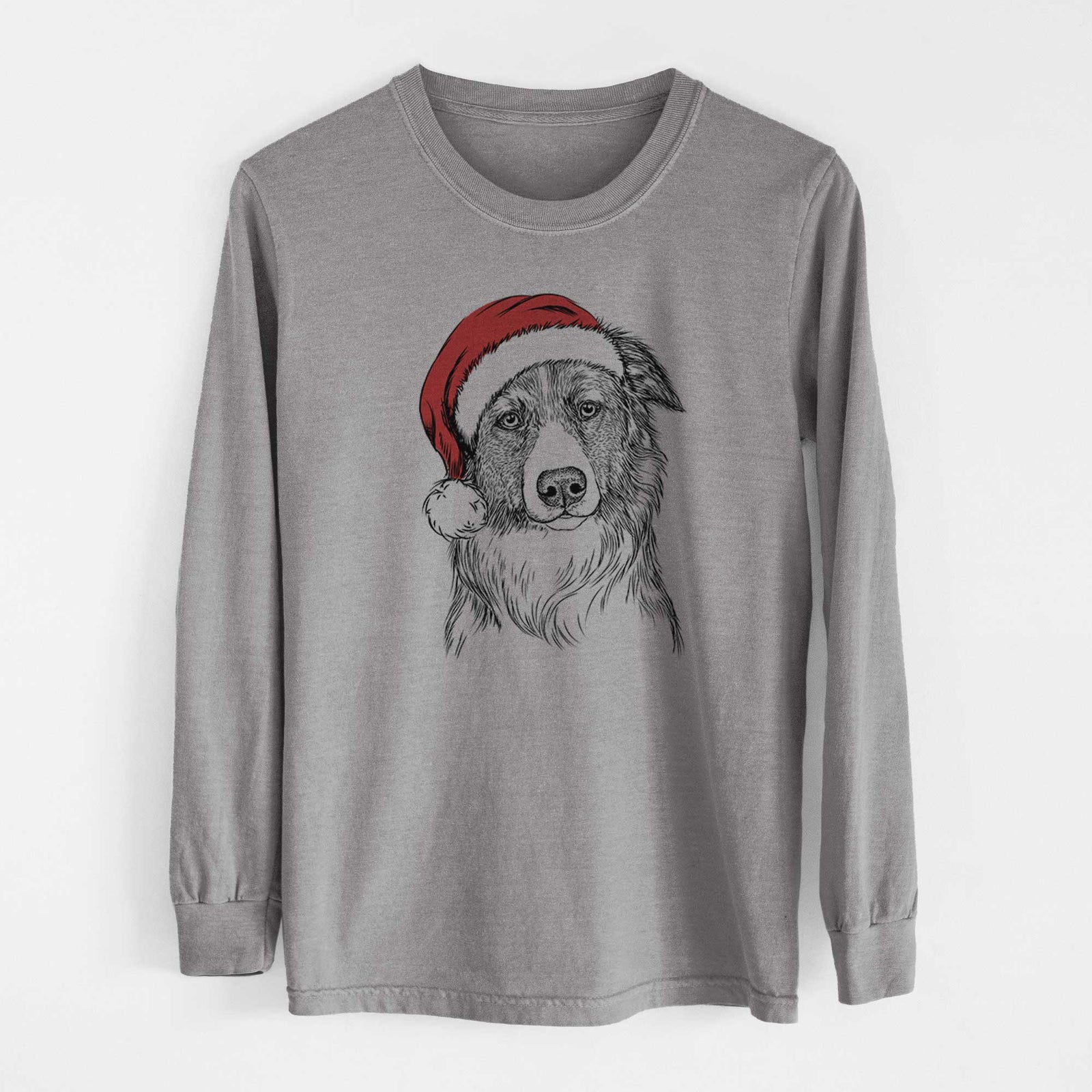 Santa Cynder the English Shepherd - Heavyweight 100% Cotton Long Sleeve