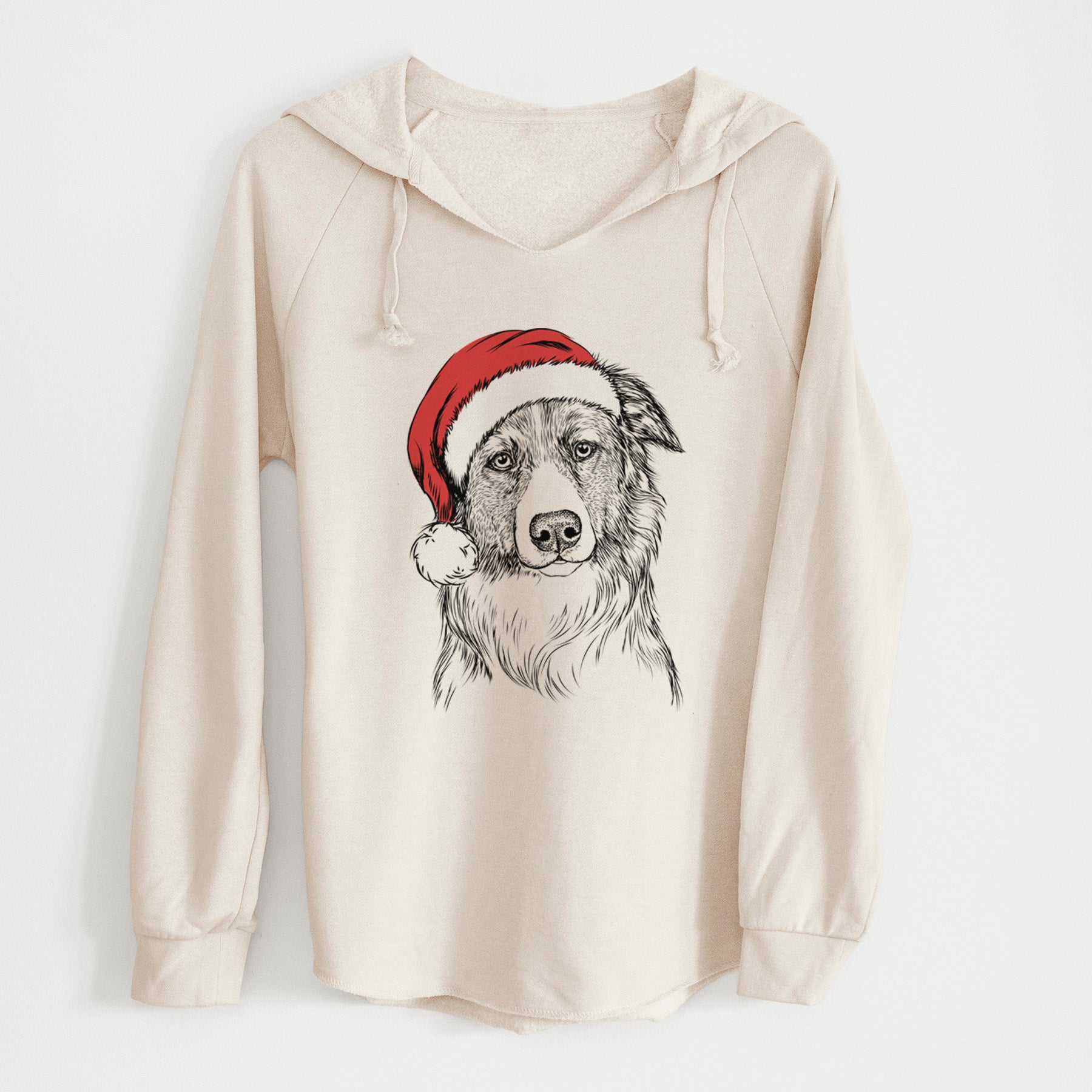 Santa Cynder the English Shepherd - Cali Wave Hooded Sweatshirt