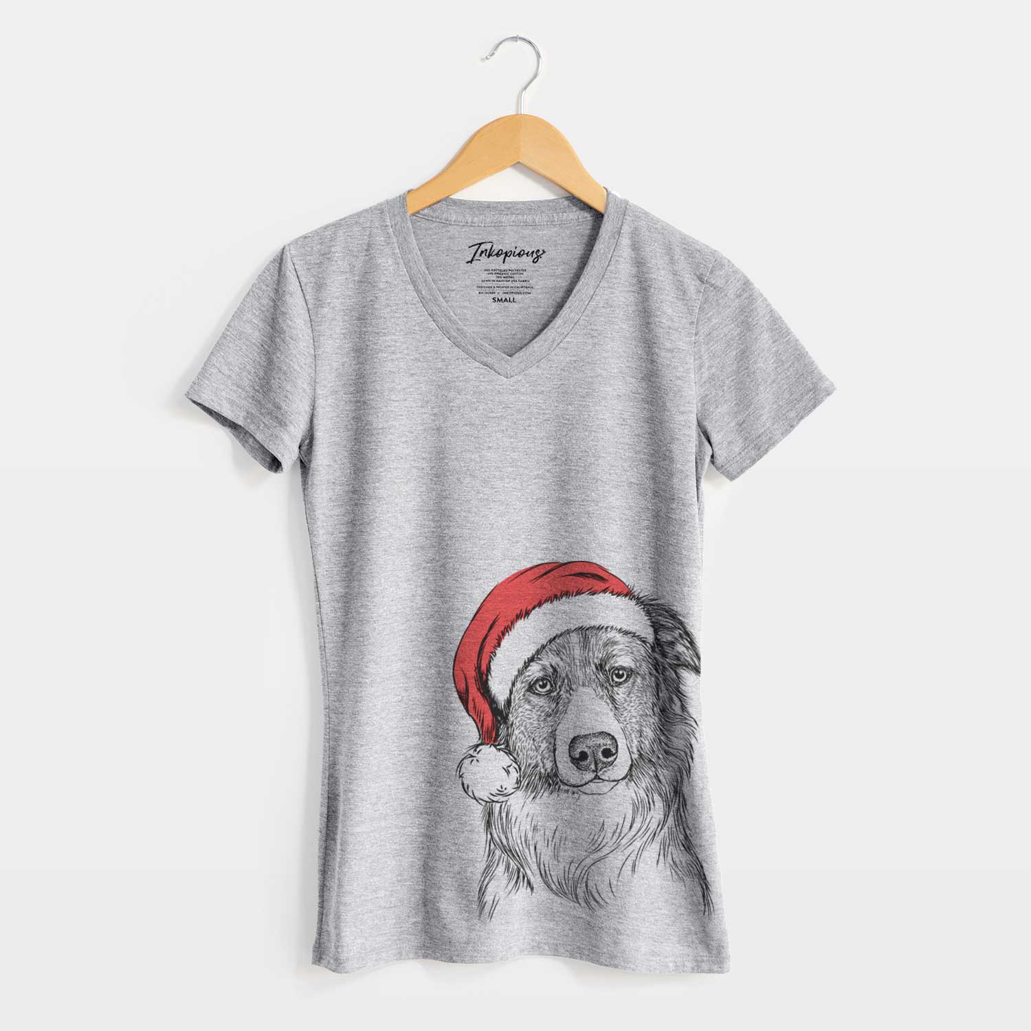 Santa Cynder the English Shepherd - Women's V-neck Shirt