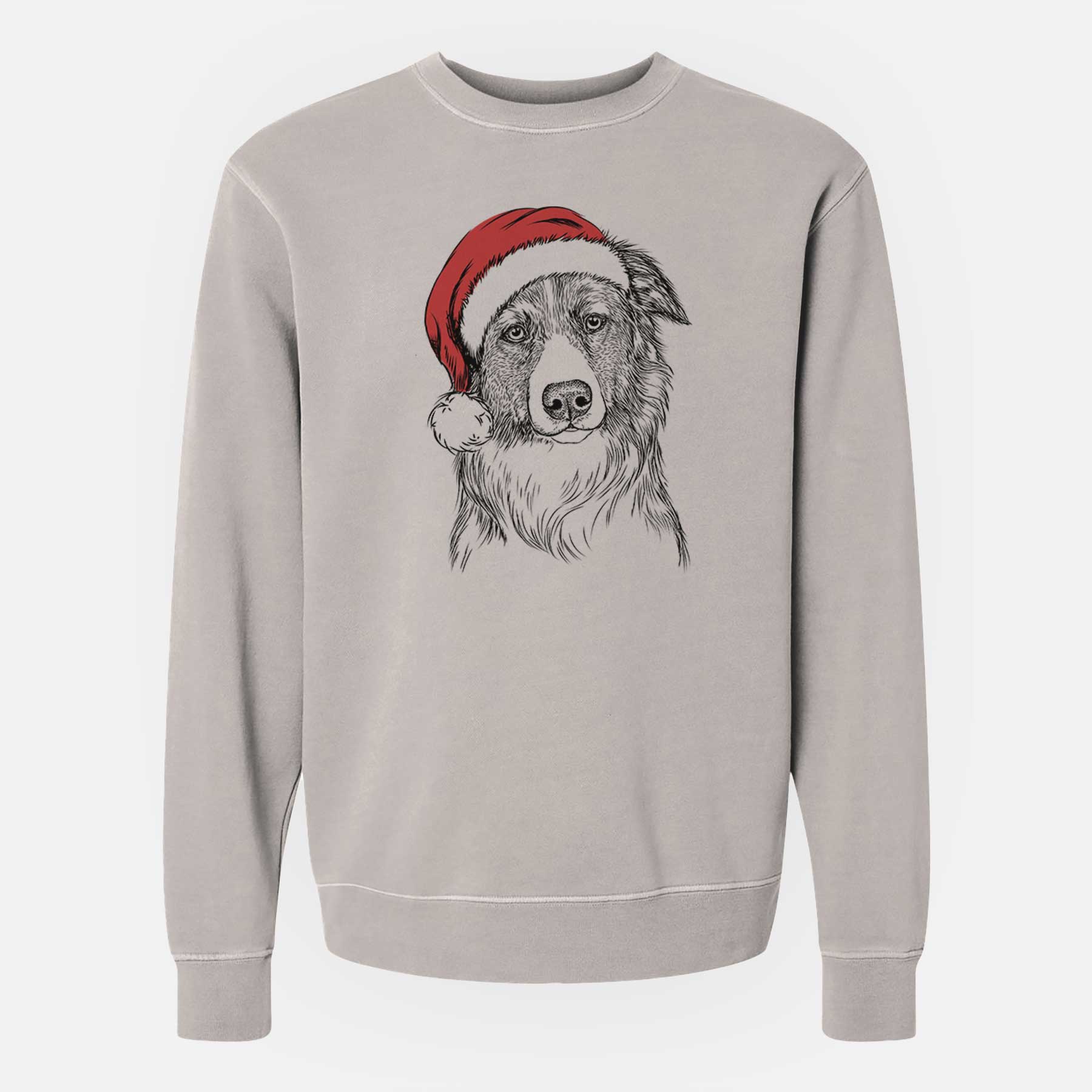 Santa Cynder the English Shepherd - Unisex Pigment Dyed Crew Sweatshirt