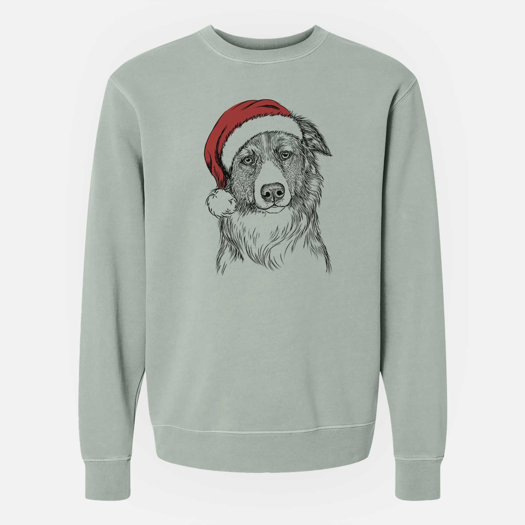 Santa Cynder the English Shepherd - Unisex Pigment Dyed Crew Sweatshirt