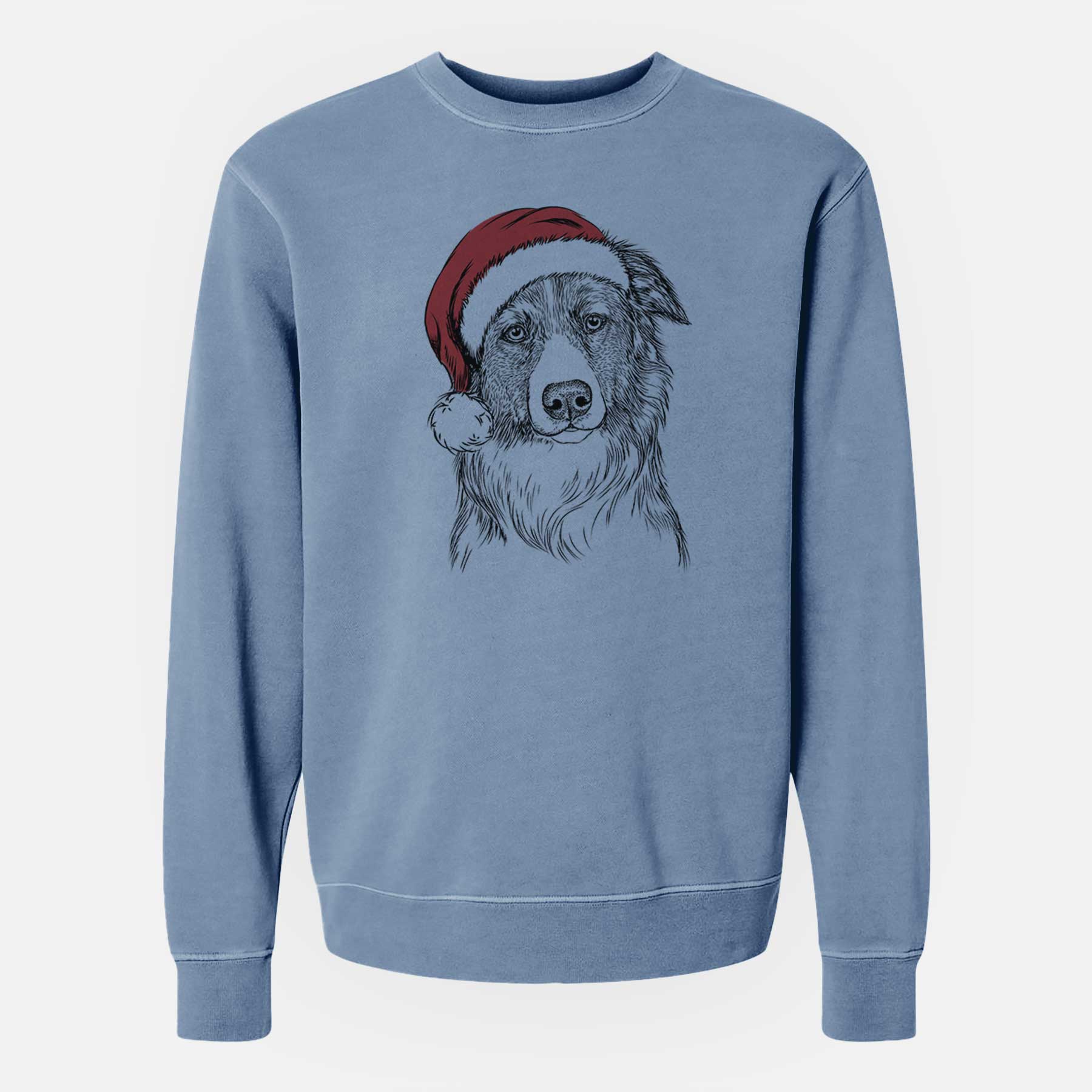 Santa Cynder the English Shepherd - Unisex Pigment Dyed Crew Sweatshirt