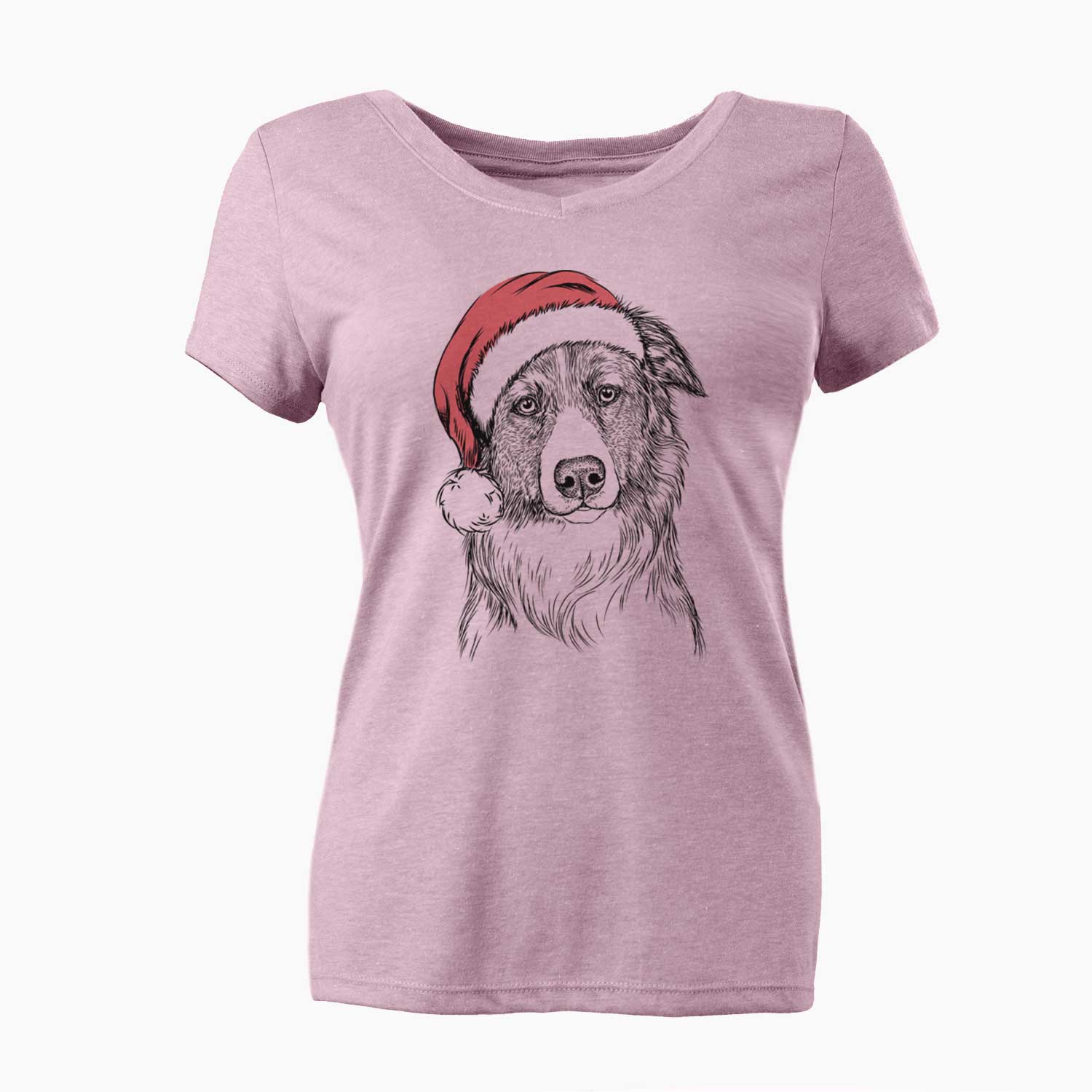 Santa Cynder the English Shepherd - Women's V-neck Shirt