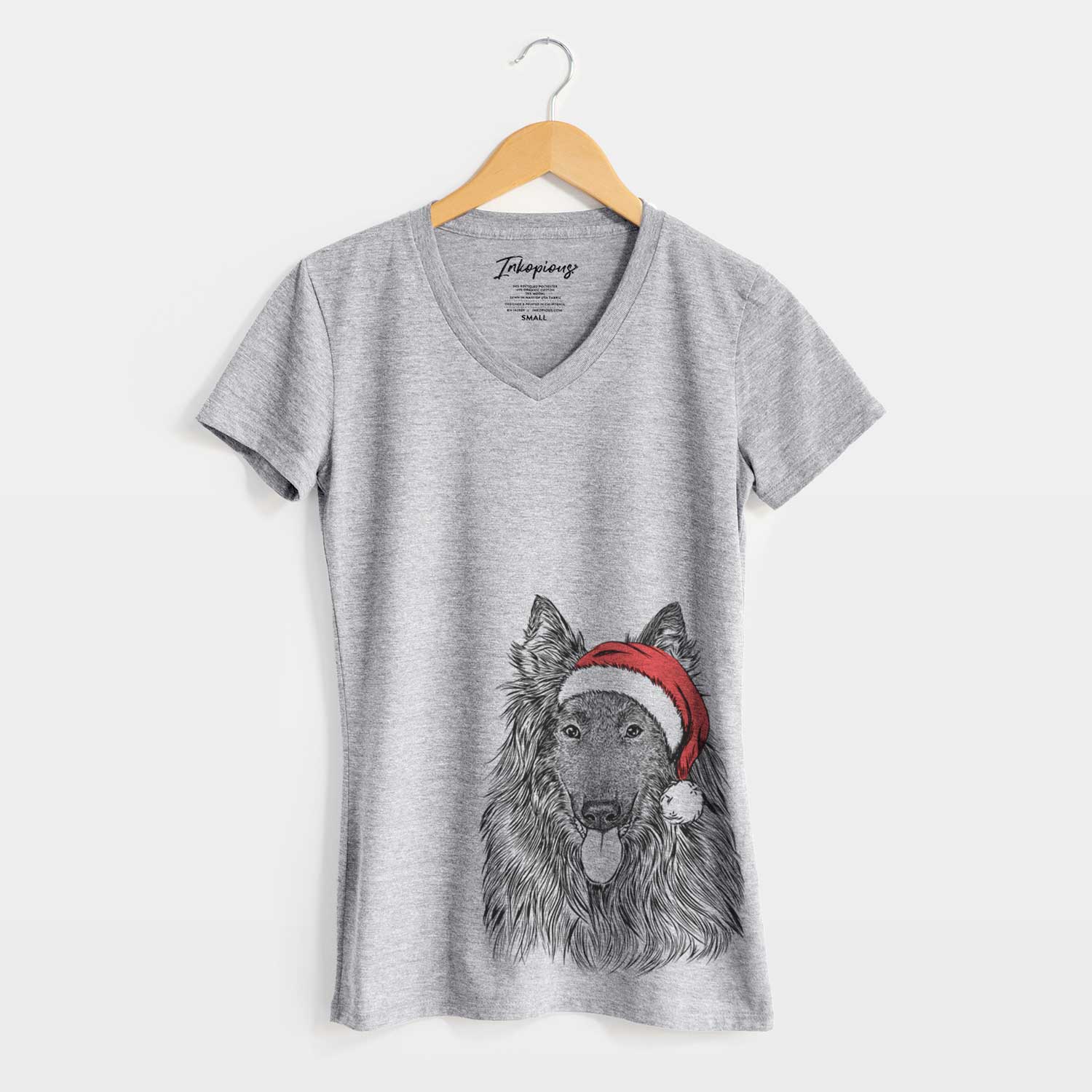 Santa Daan the Belgian Shepherd - Women's V-neck Shirt