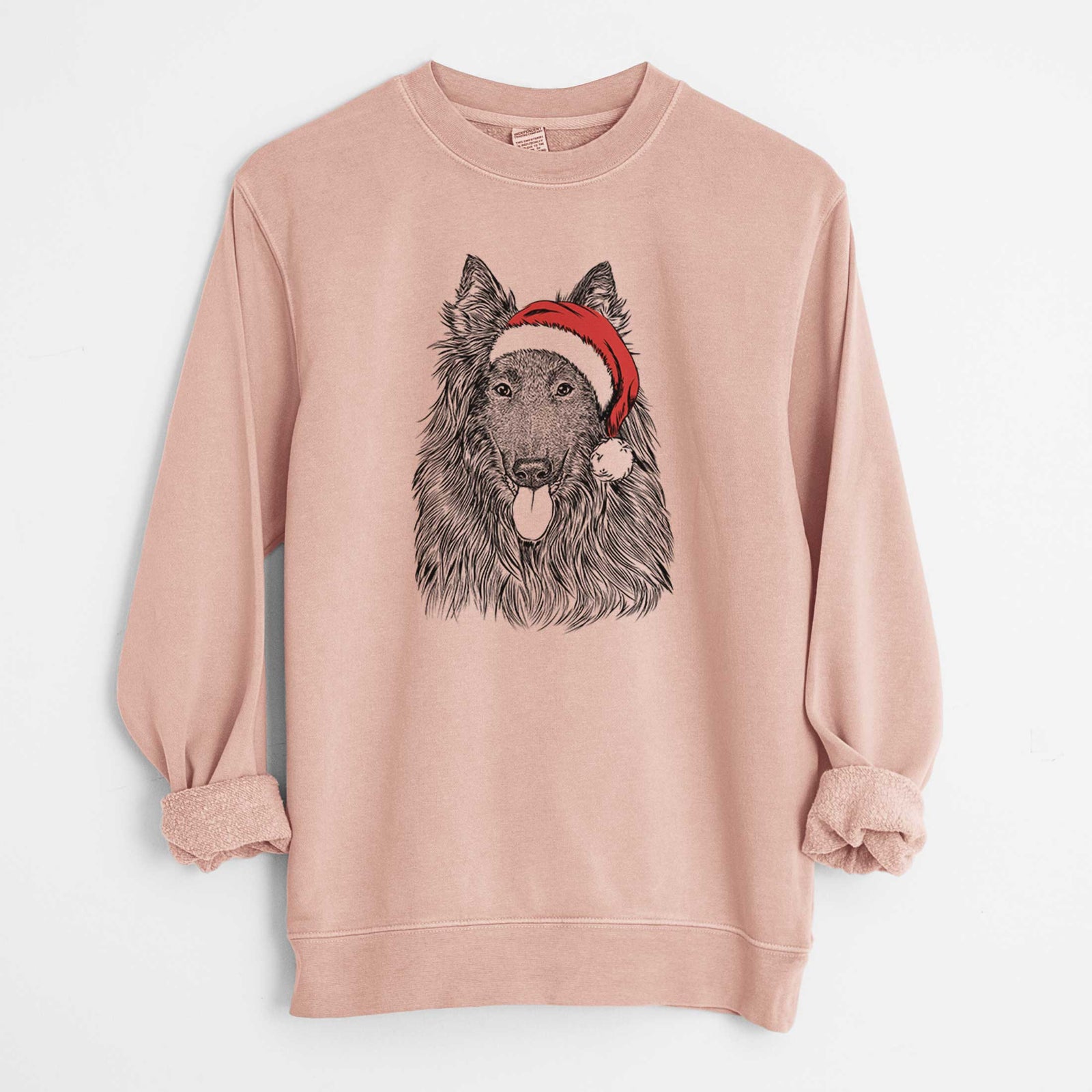 Santa Daan the Belgian Shepherd - Unisex Pigment Dyed Crew Sweatshirt